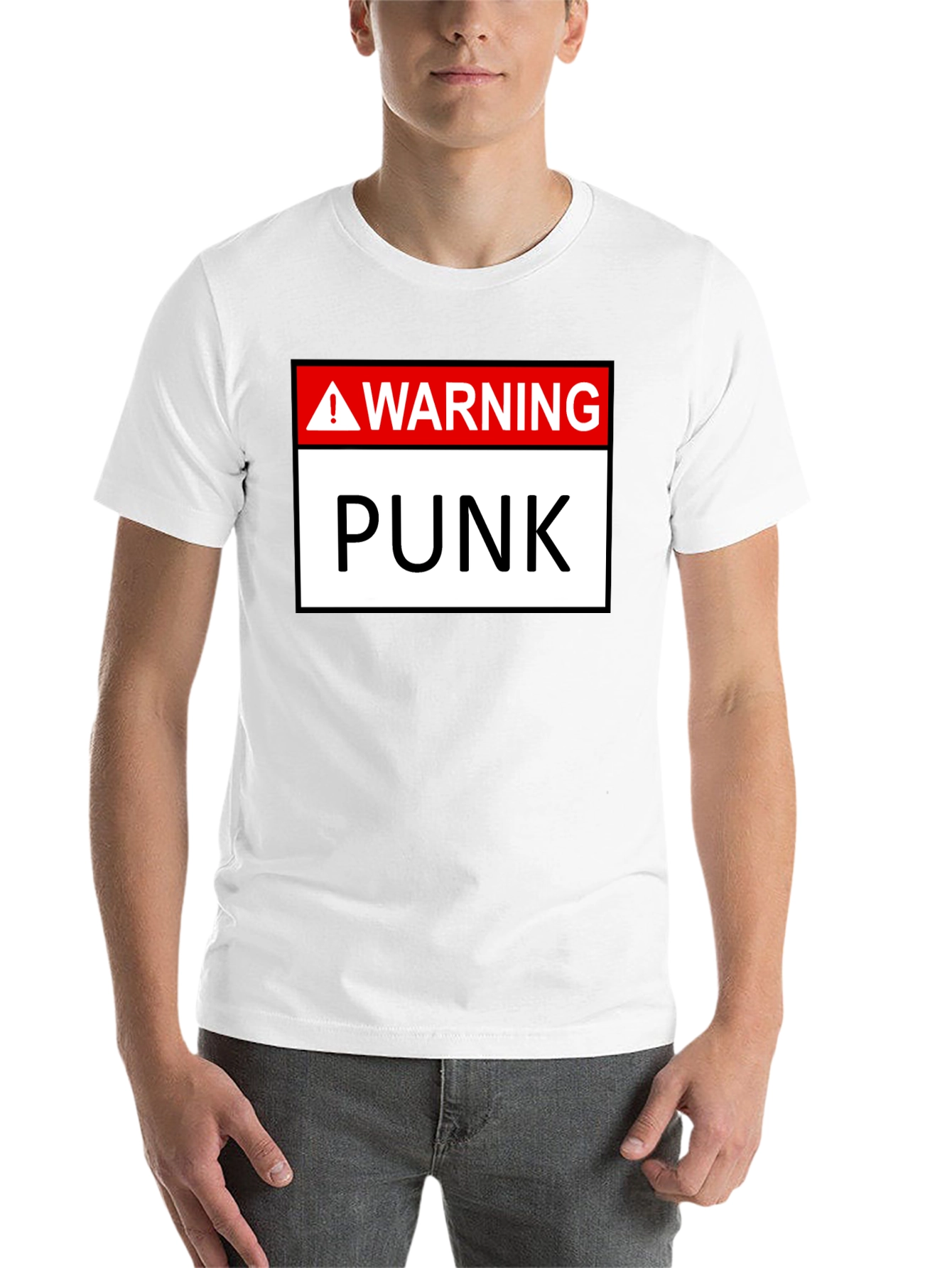 Warning Punk T-Shirt - Black Graphic Tee - 14
