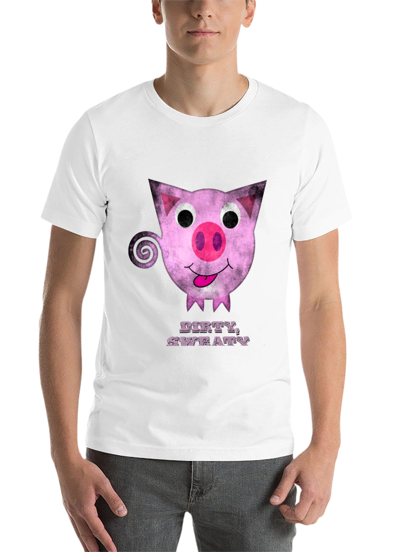 Black Dirty Sweaty Pig Graphic Tee - Black Cotton T-Shirt view 14