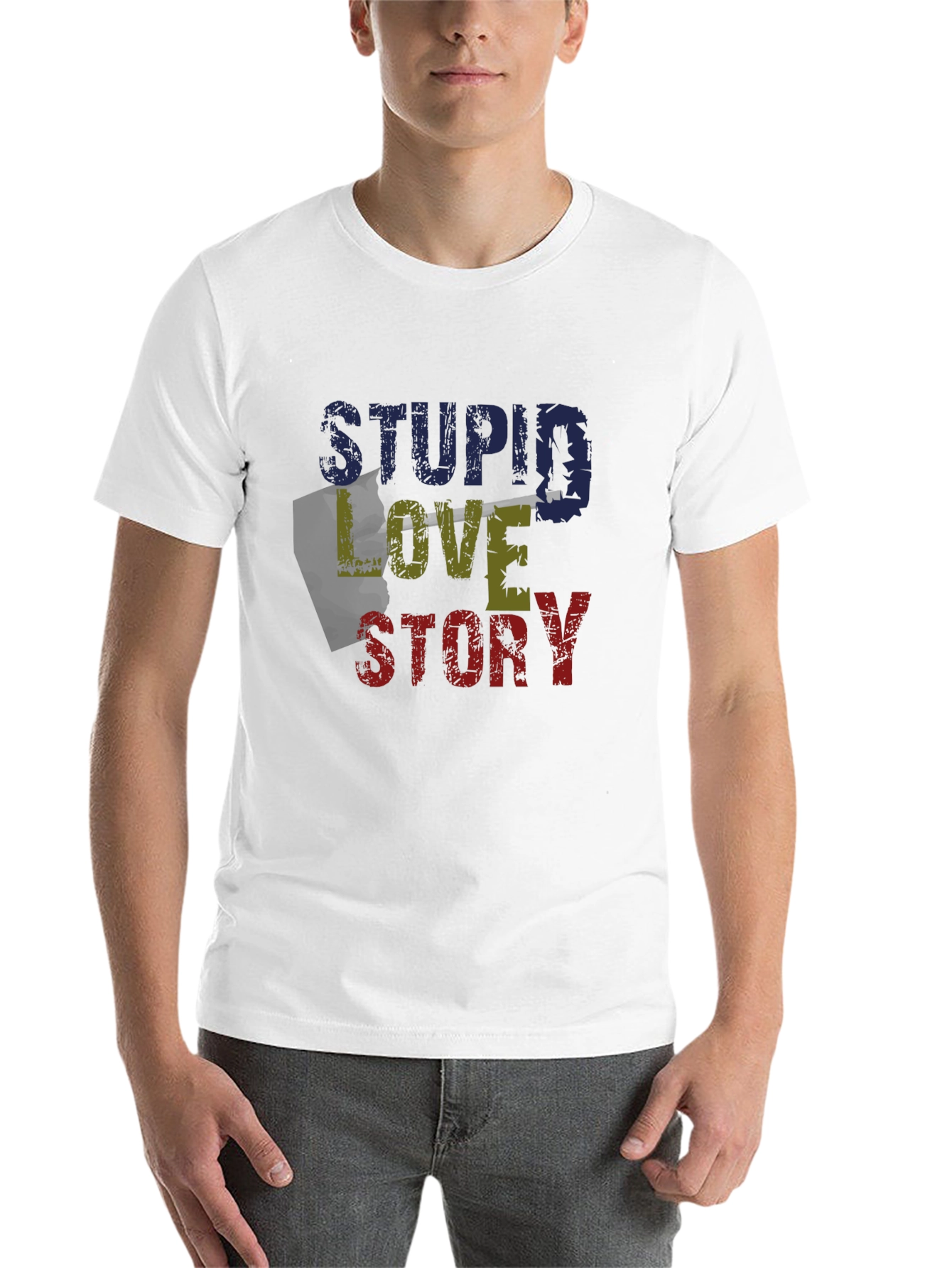 Black Stupid Love Story Graphic Tee - Unique Design view 14