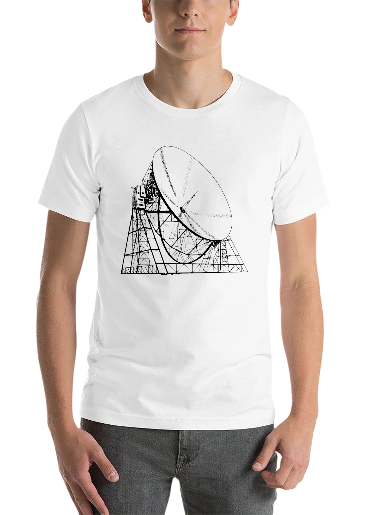 Black Black T-Shirt with Radio Telescope Graphic view 14