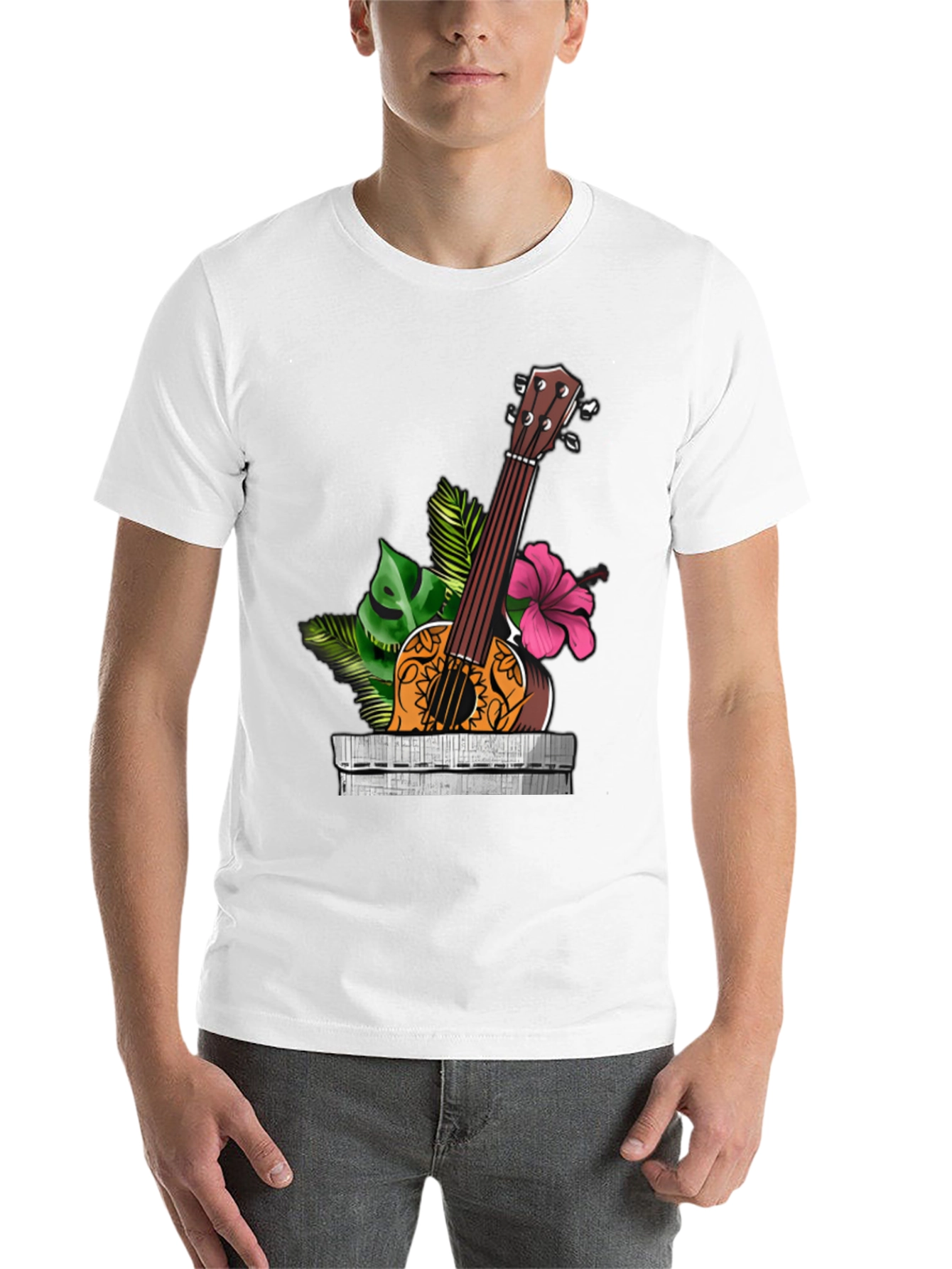 Black Tropical Ukulele Graphic Tee - Island Vibes view 14
