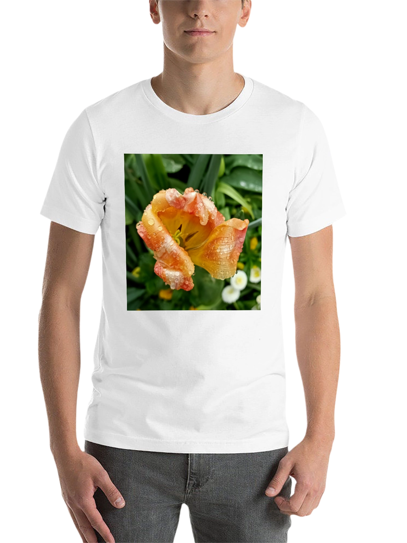 Black Floral Tulip Graphic Tee - Stylish Black T-Shirt view 14