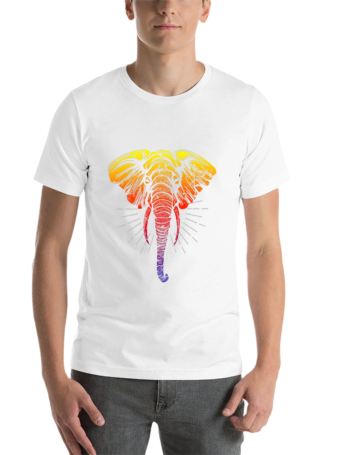 Black Rainbow Elephant Graphic Tee - Stylish Black T-Shirt view 14