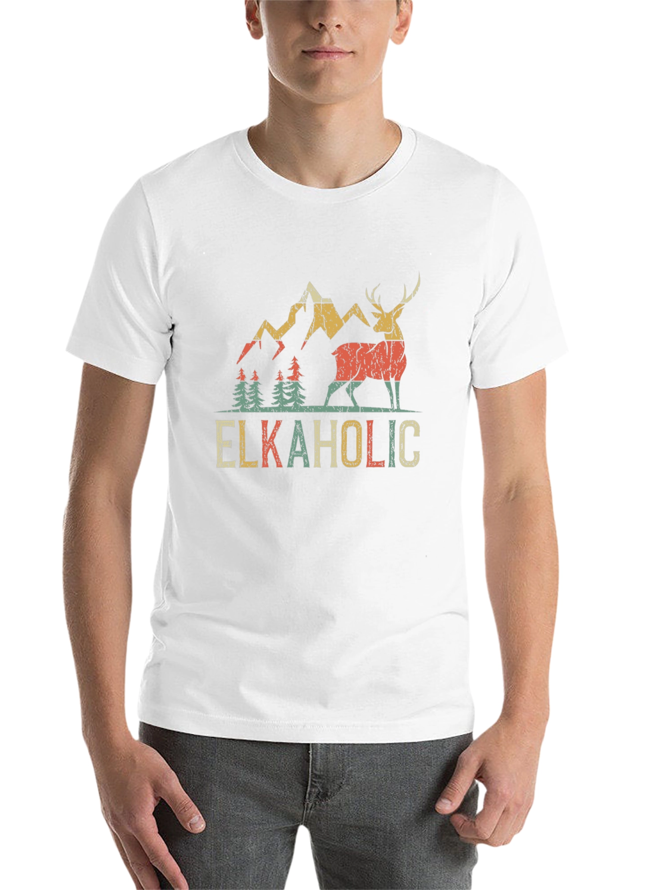 Black Elkaholic Graphic Tee - Men's Black T-Shirt view 14