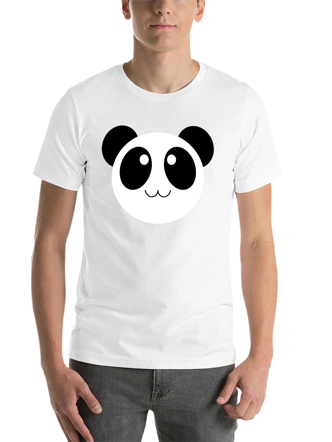 Black Cute Panda Face Graphic Black T-Shirt view 14