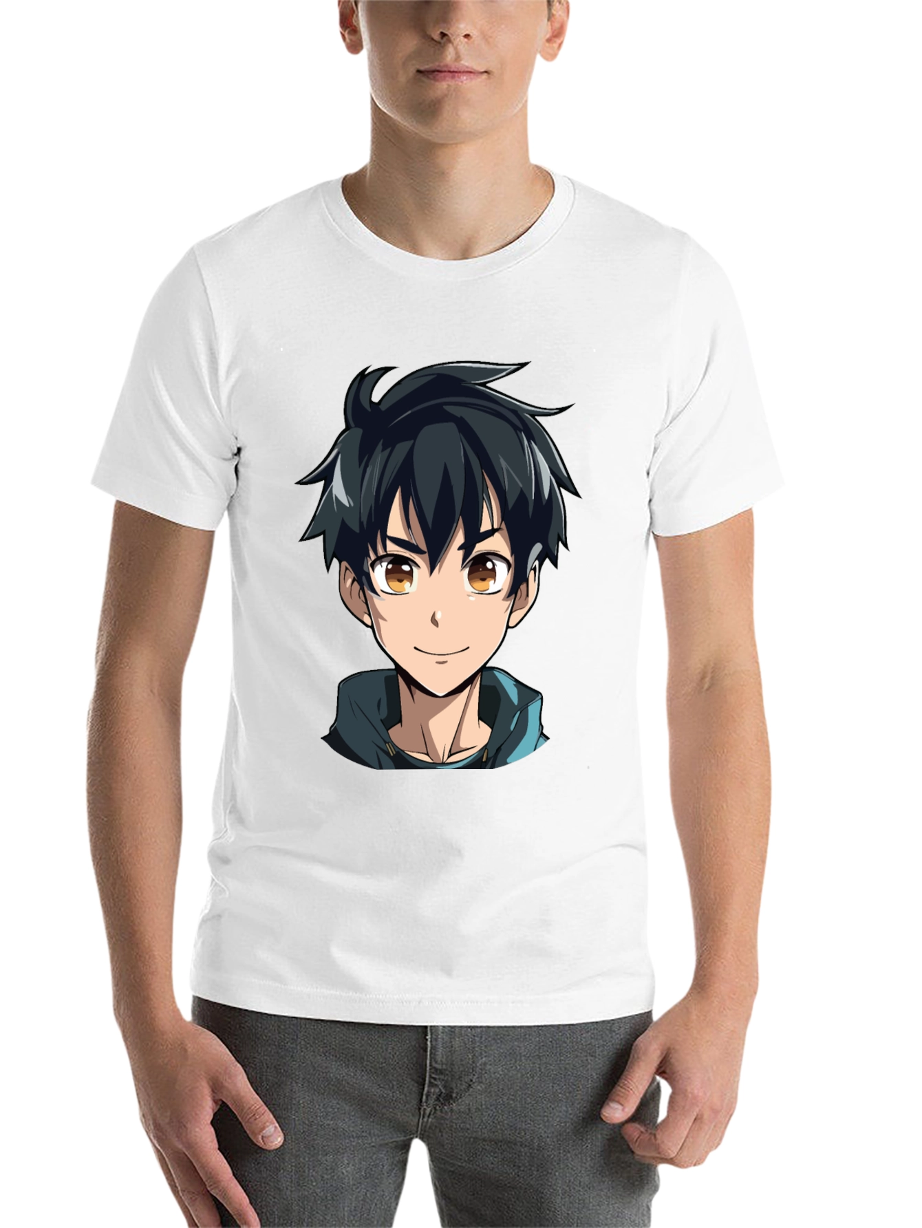 Black Anime Boy Graphic Black T-Shirt view 14