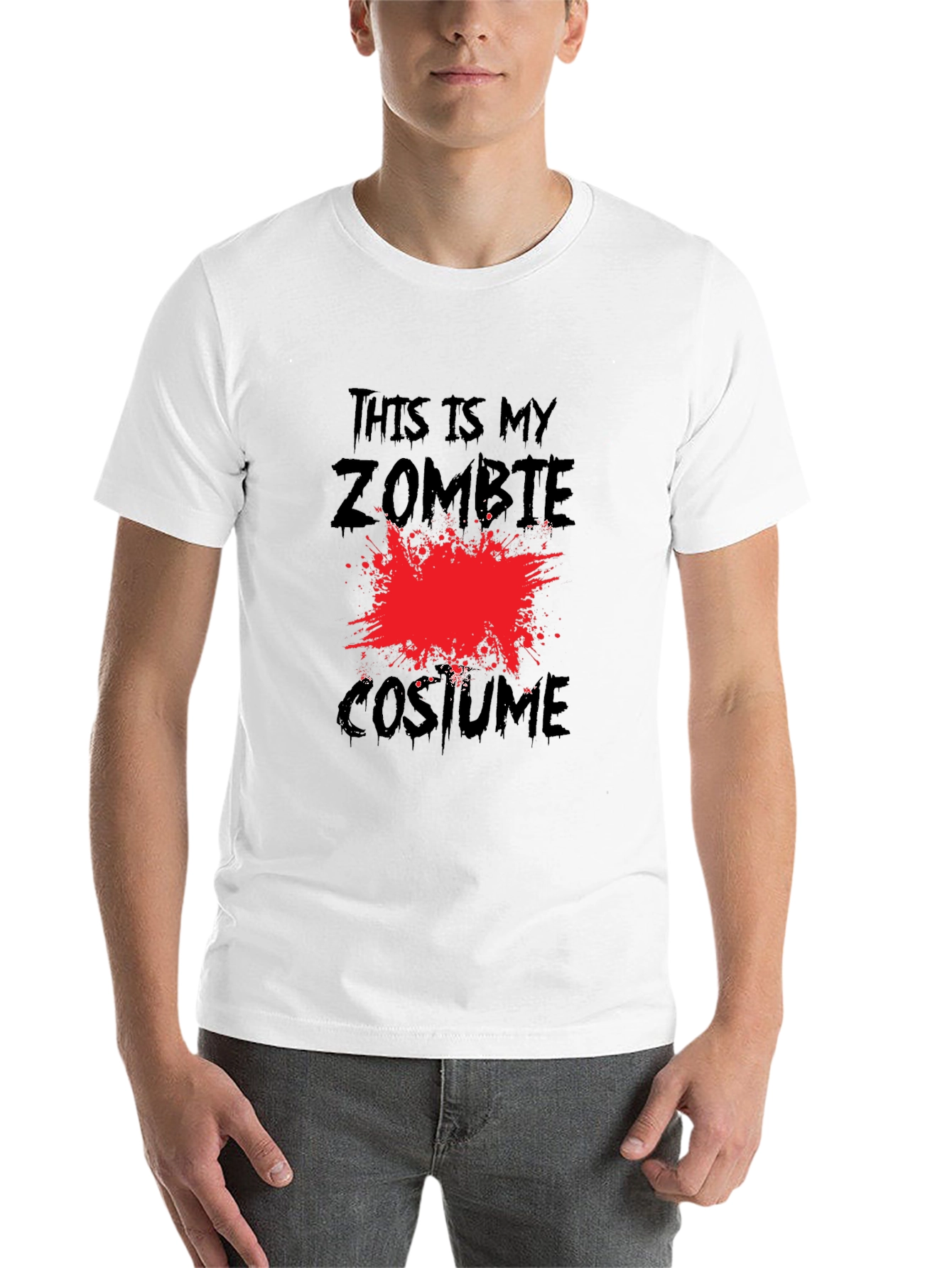 Black Zombie Costume T-Shirt - Halloween Tee view 14