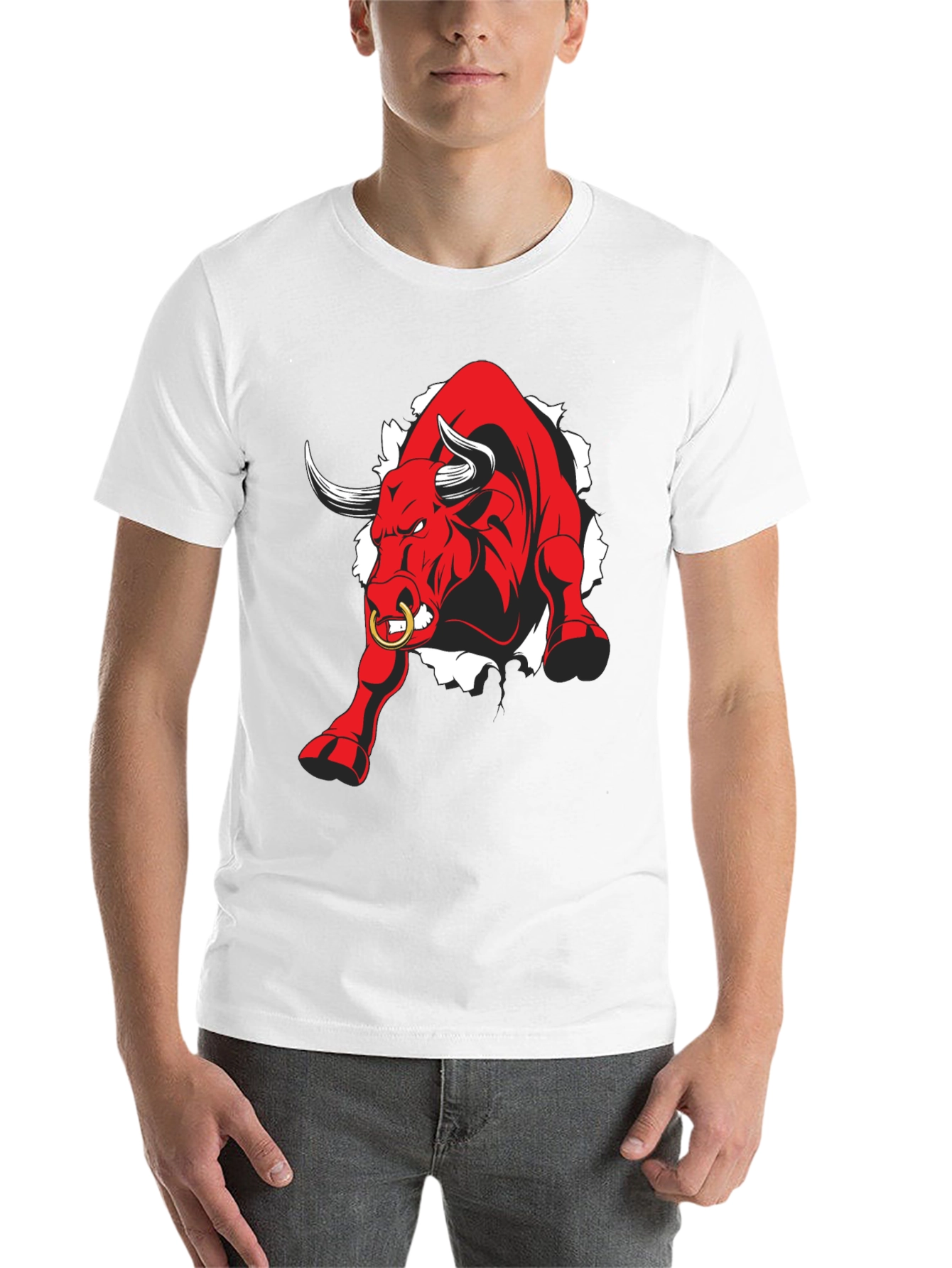 Black Raging Bull Graphic Tee - Black Cotton T-Shirt view 14