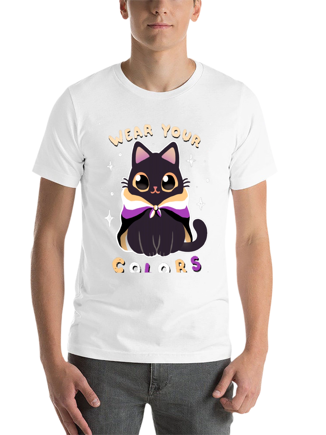 Black Wear Your Colors Cat Pride T-Shirt view 14