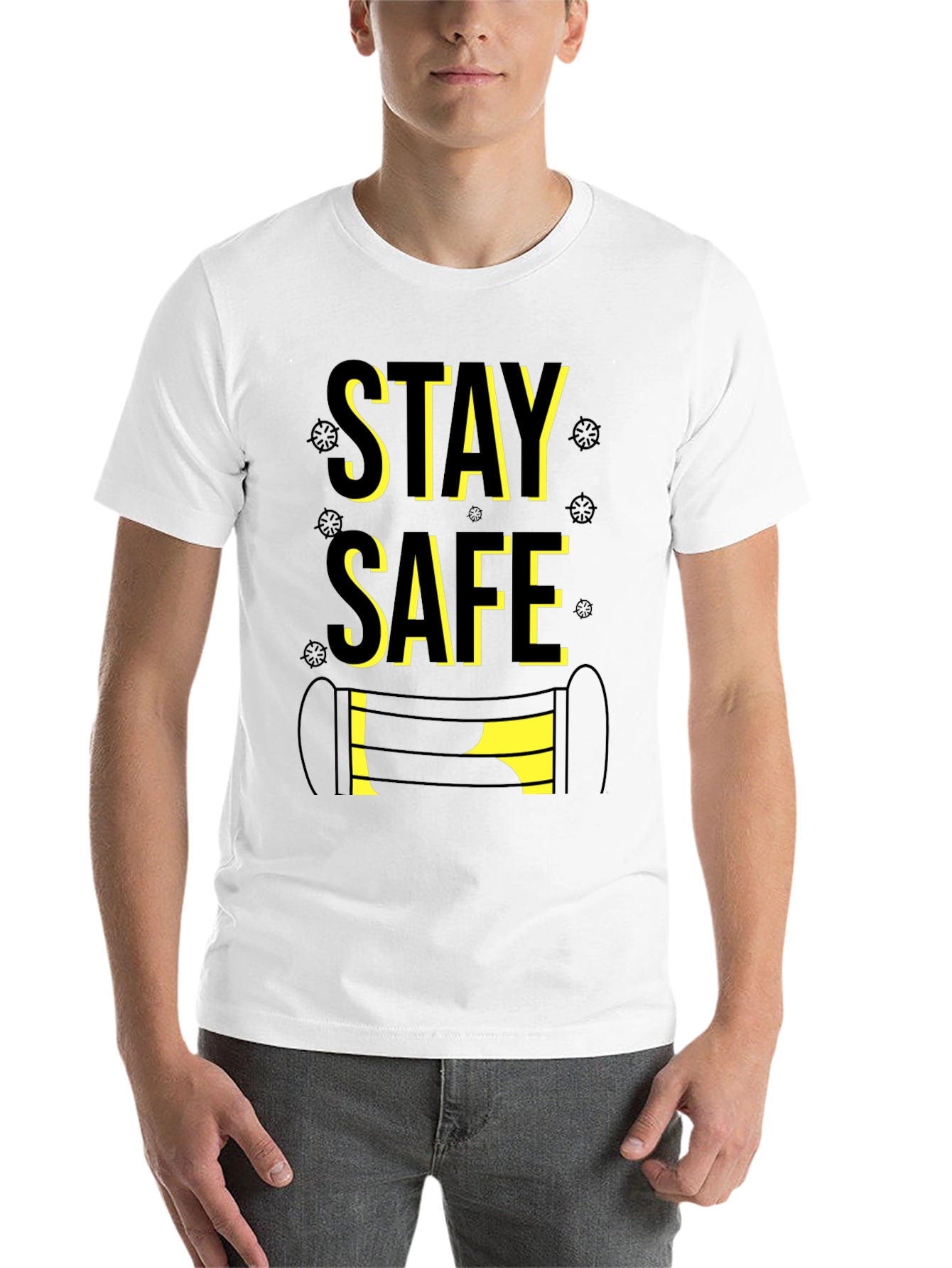 Black Stay Safe Graphic Tee - Black Cotton Blend view 14