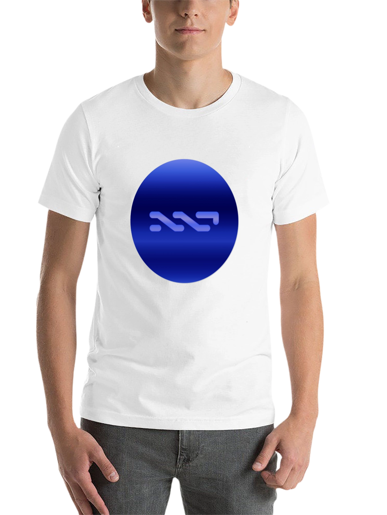 Black Modern Blue Circle Graphic Black T-Shirt view 14