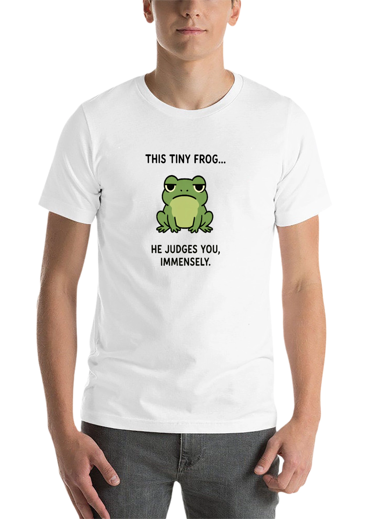 Black Tiny Frog Judge T-Shirt - Funny Graphic Tee view 14