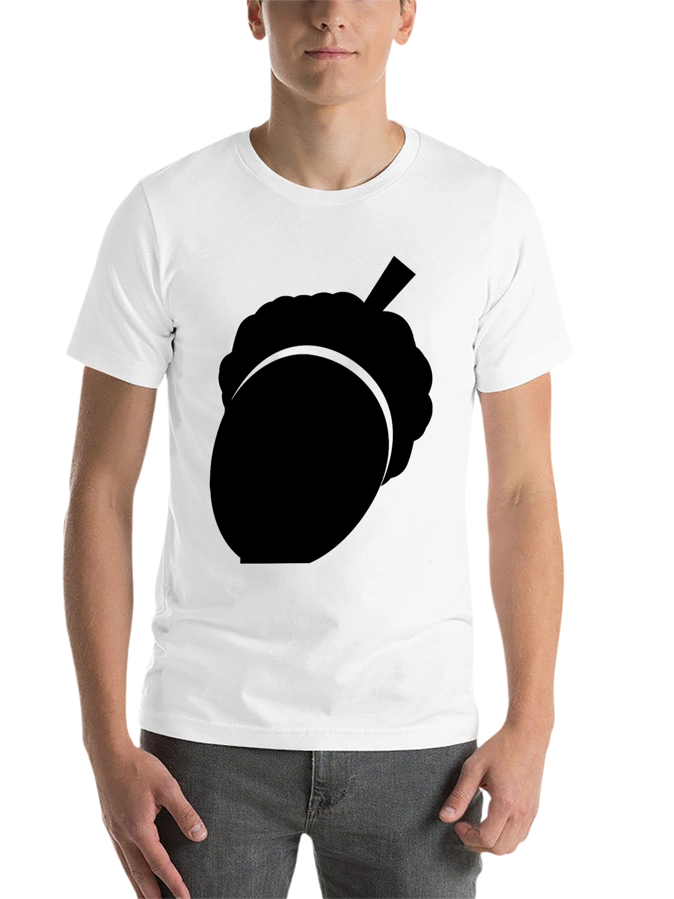 Black Acorn Silhouette Graphic Tee - Nature Inspired Black T-Shirt view 14