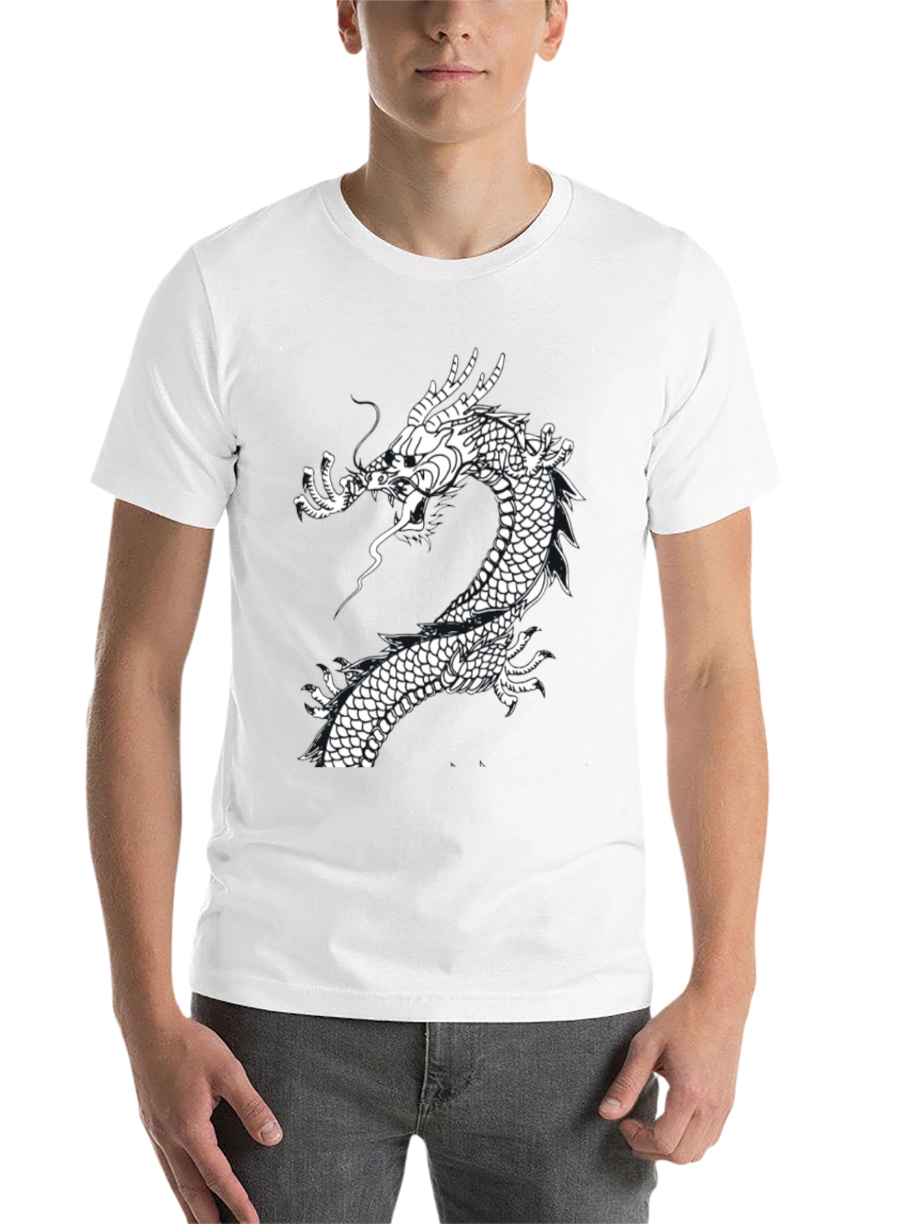 Black Dragon Graphic Tee - Black Cotton T-Shirt view 14