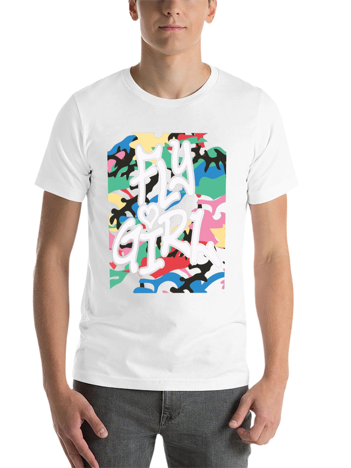 Black Fly Girl Graphic Tee - Urban Camo Design view 14