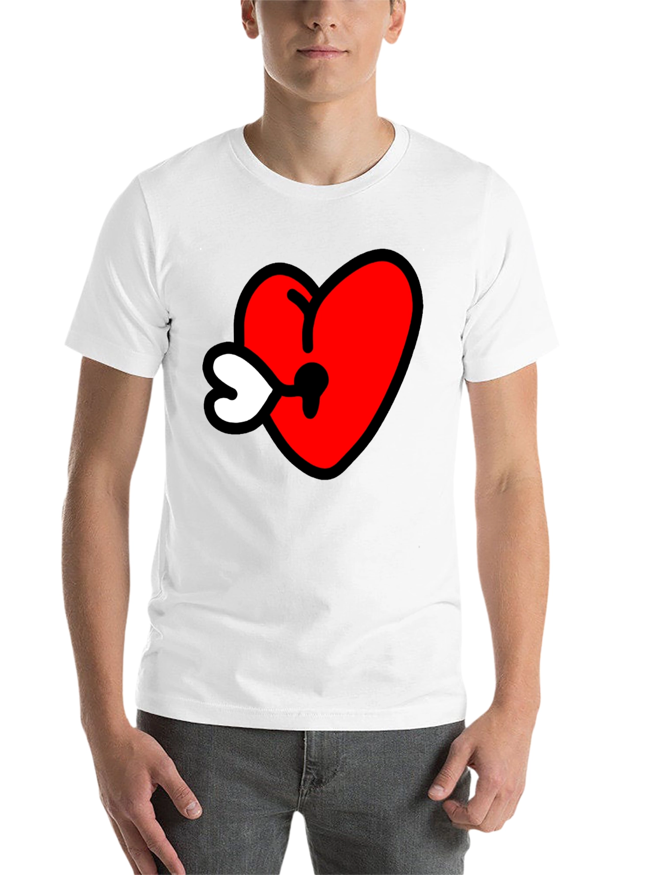Black Heart Keyhole Graphic Tee - Black view 14