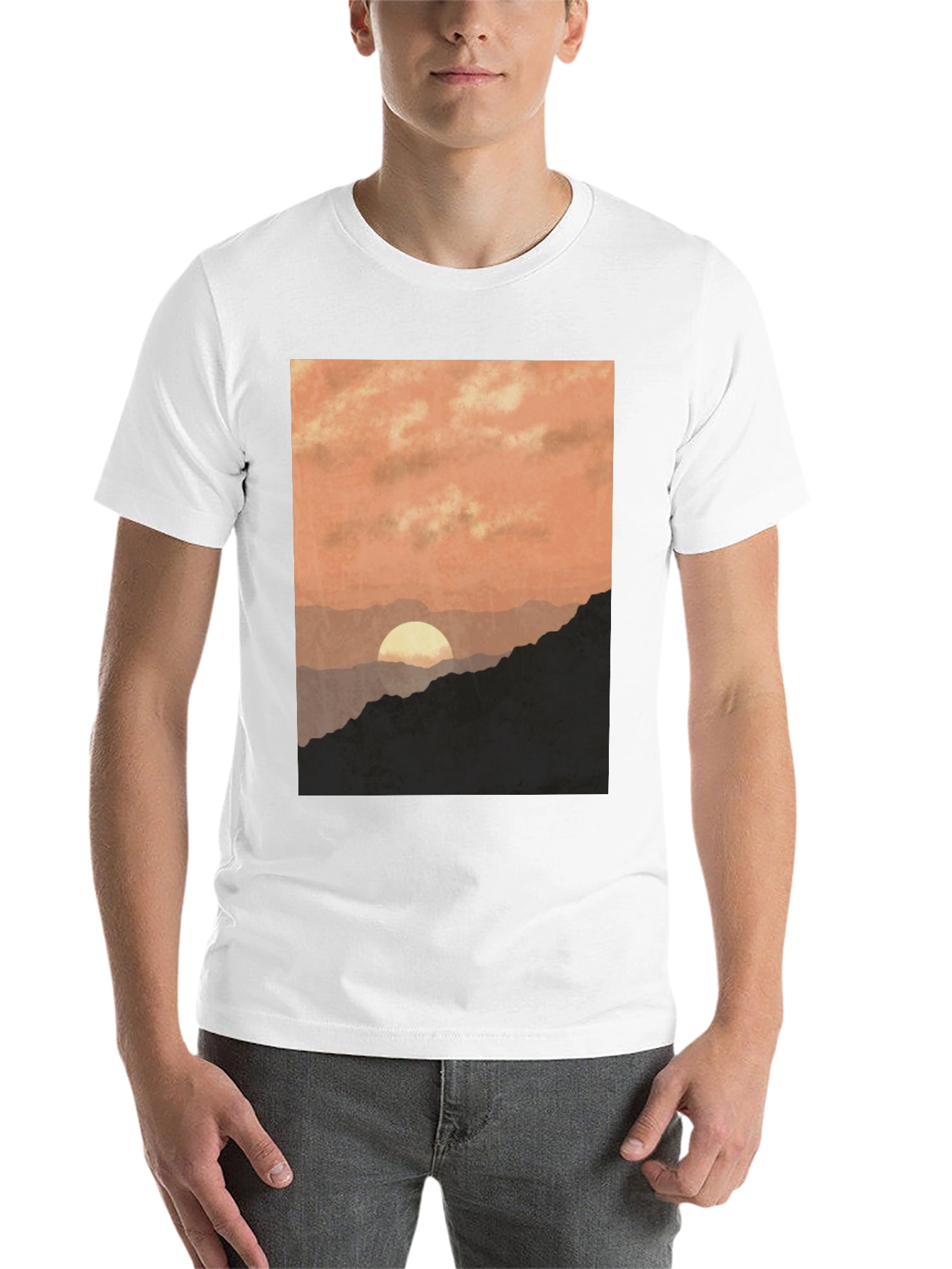 Black Sunset Mountain Graphic Tee - Stylish Black T-Shirt view 14