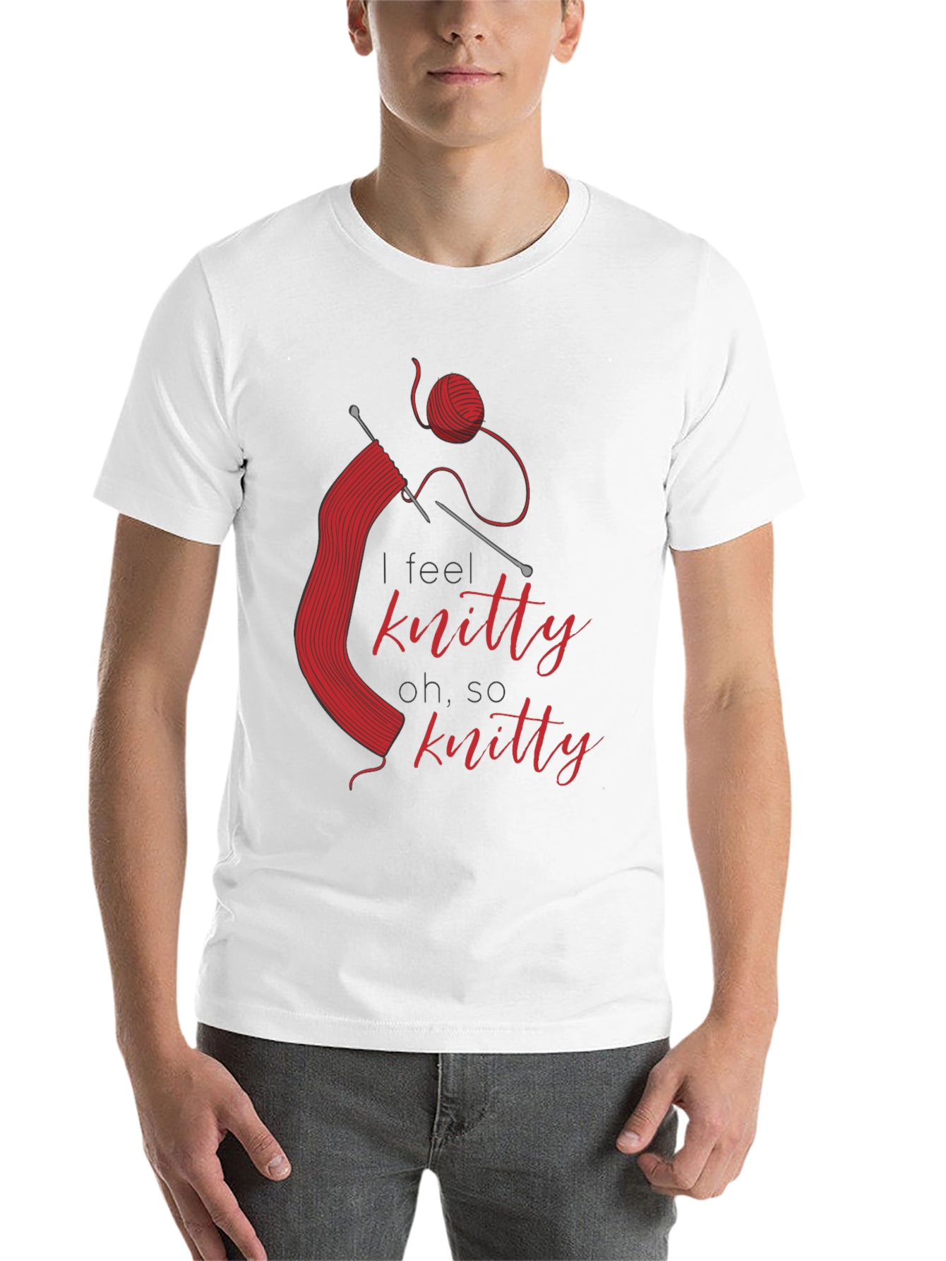 Black Knitty T-Shirt - Red Knitting Design view 14