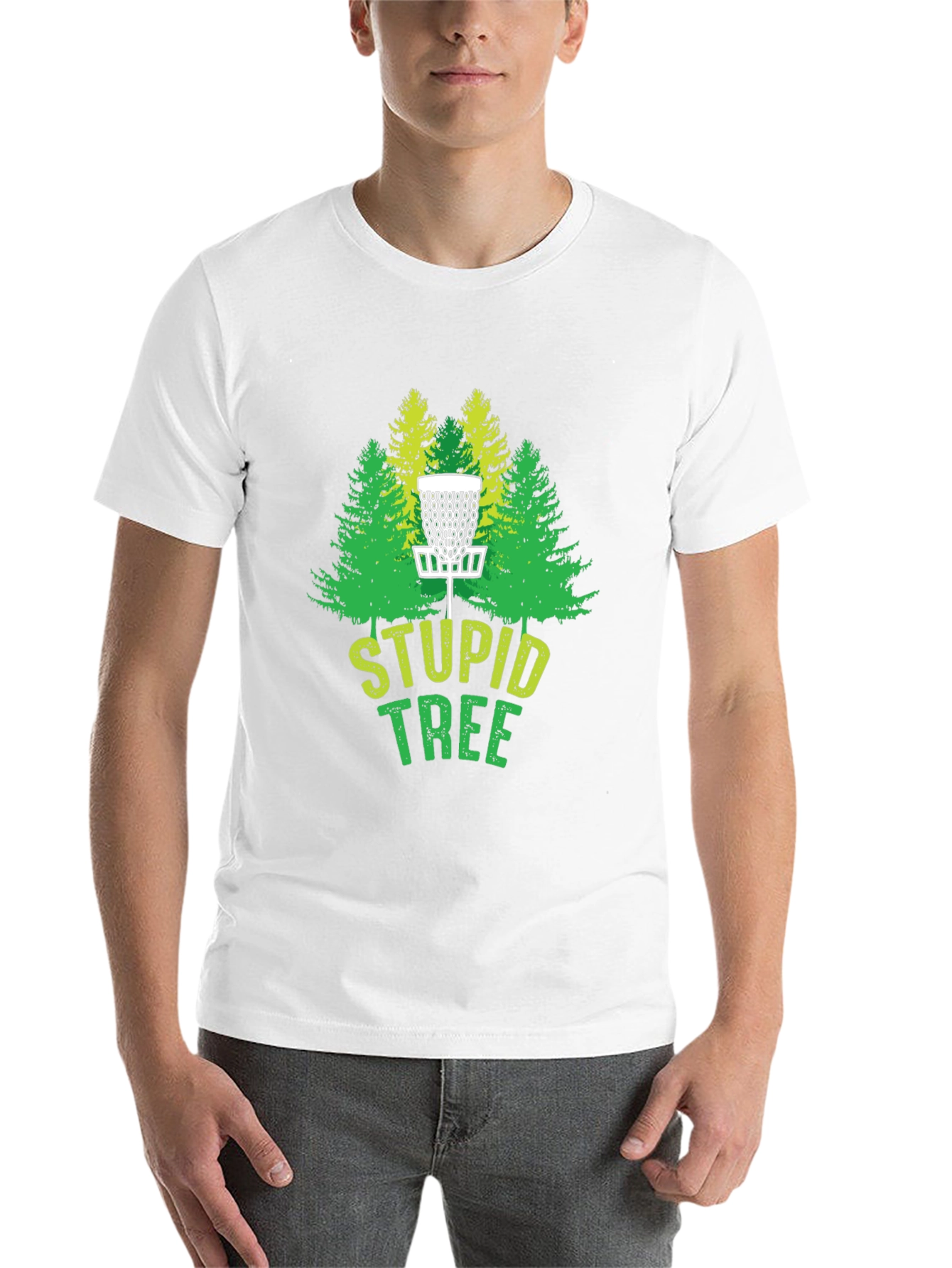 Black Stupid Tree Disc Golf T-Shirt - Funny Golfing Tee view 14