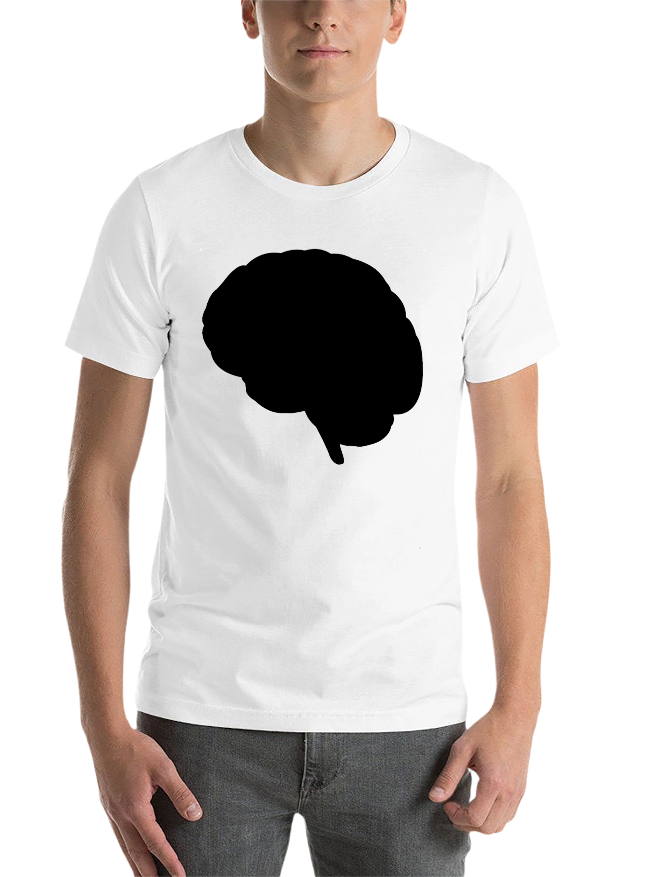 Black Brain Silhouette T-Shirt - Black Graphic Tee view 14