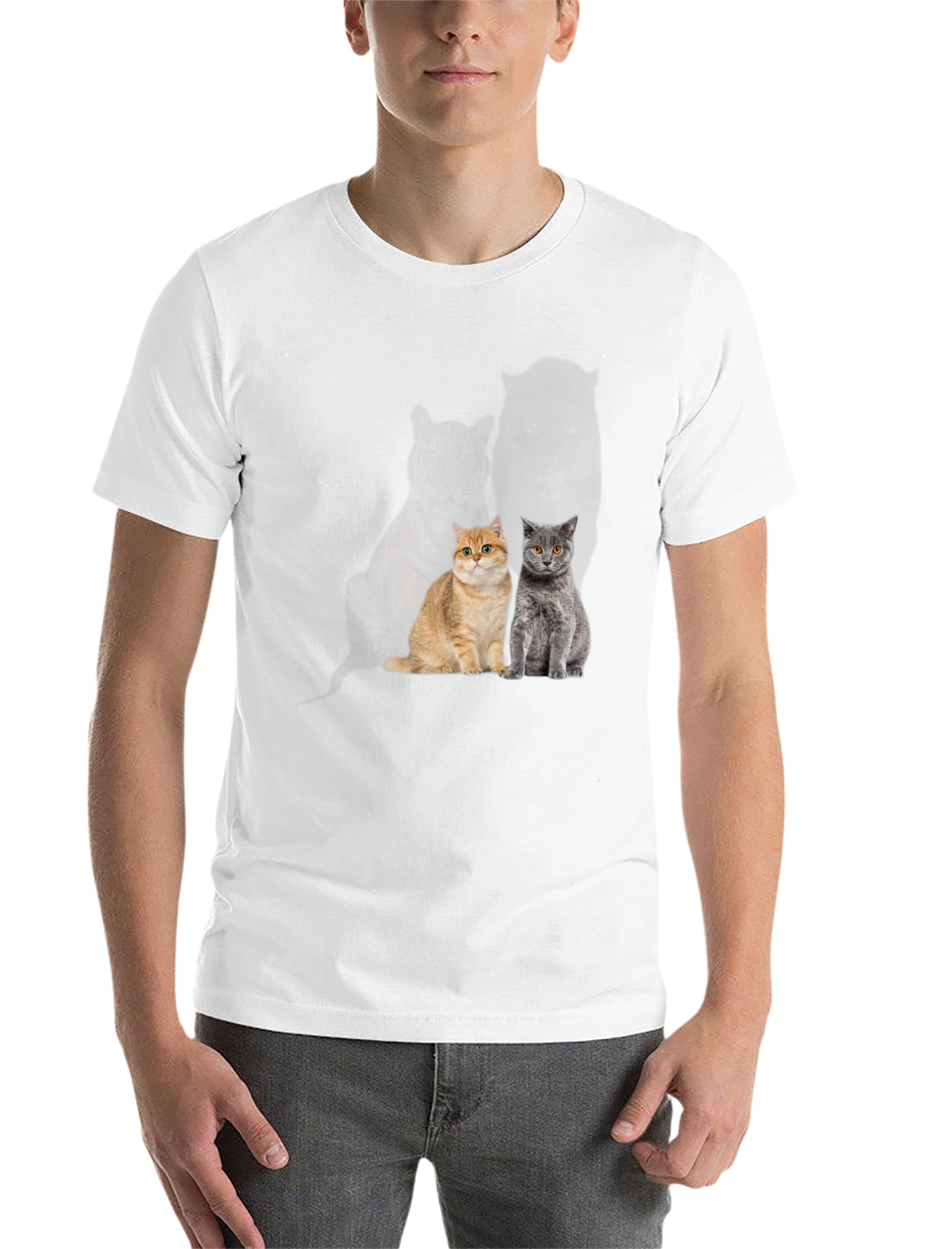 Black Cool Cat T-Shirt - Two Cats view 14