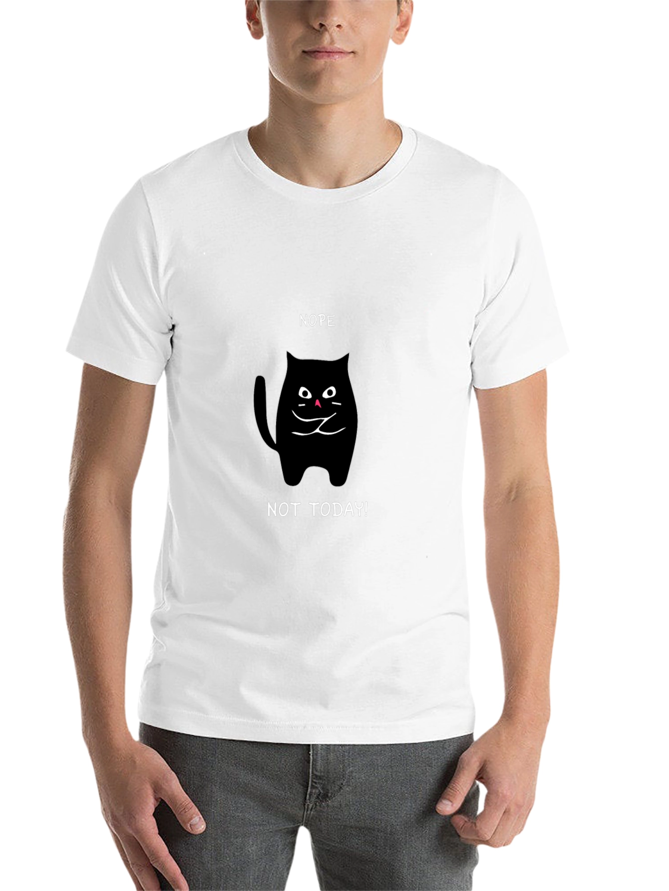 Black Nope Not Today Cat T-Shirt - Black view 14