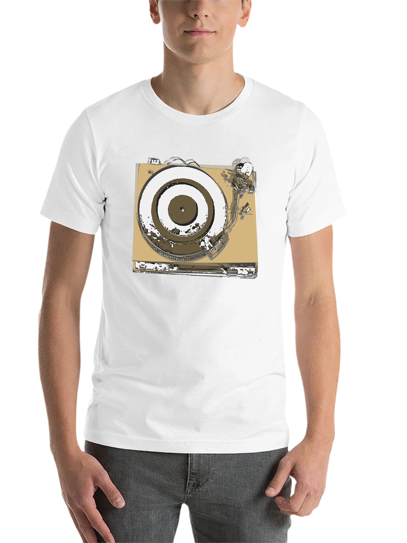 Black Vintage Turntable Graphic Tee - DJ Music Lover view 14
