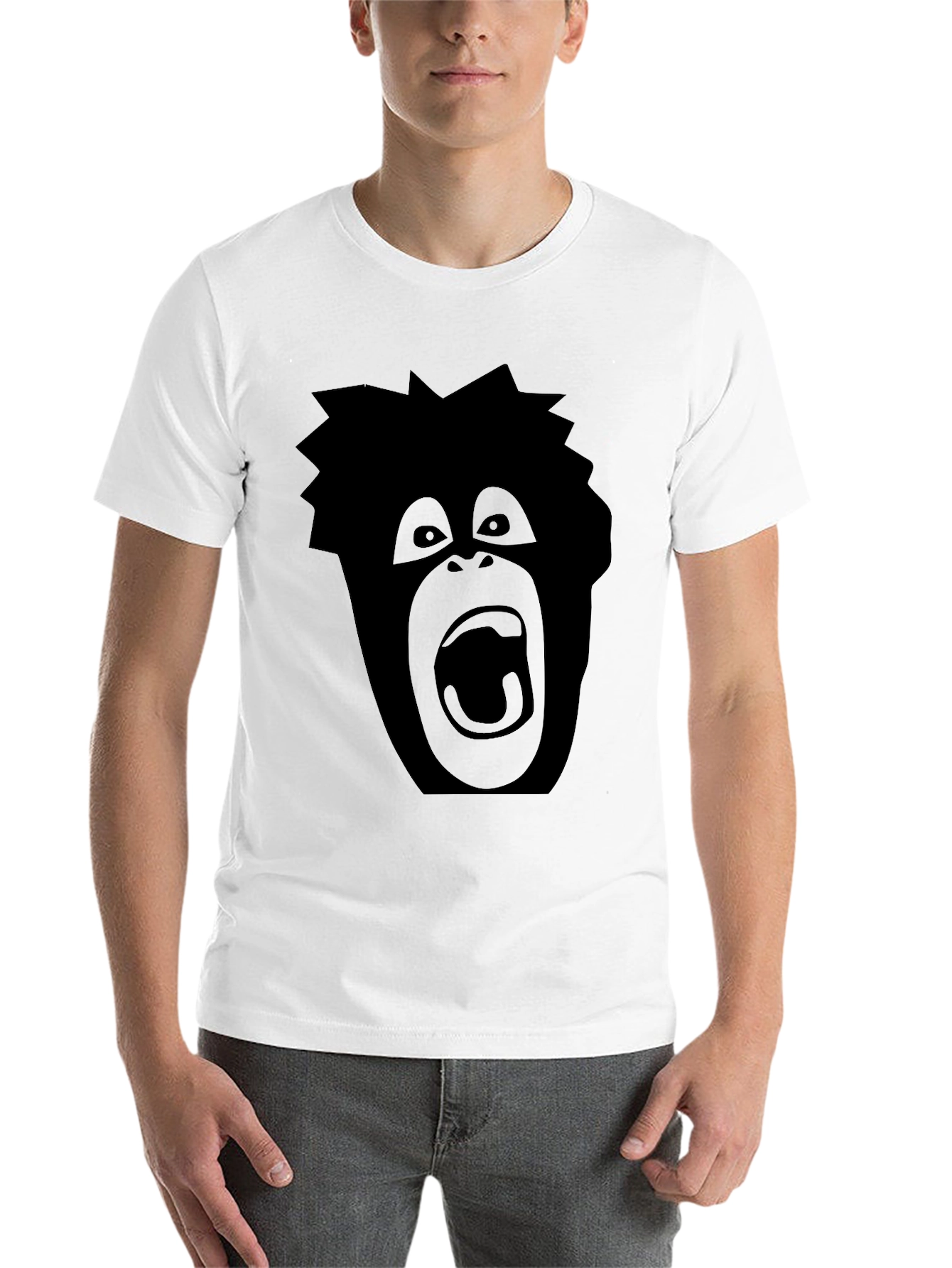 Black Screaming Ape Graphic Tee - Black Cotton T-Shirt view 14