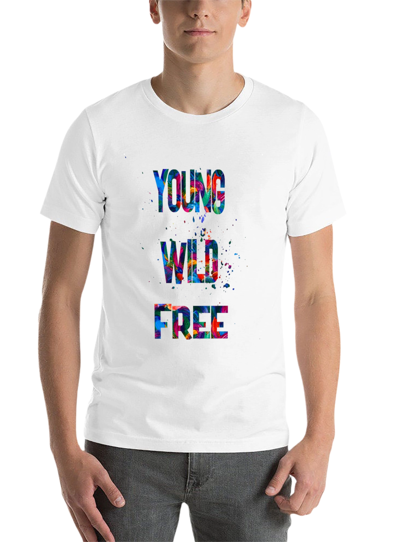 Black Young Wild Free Graphic Print T-Shirt view 14