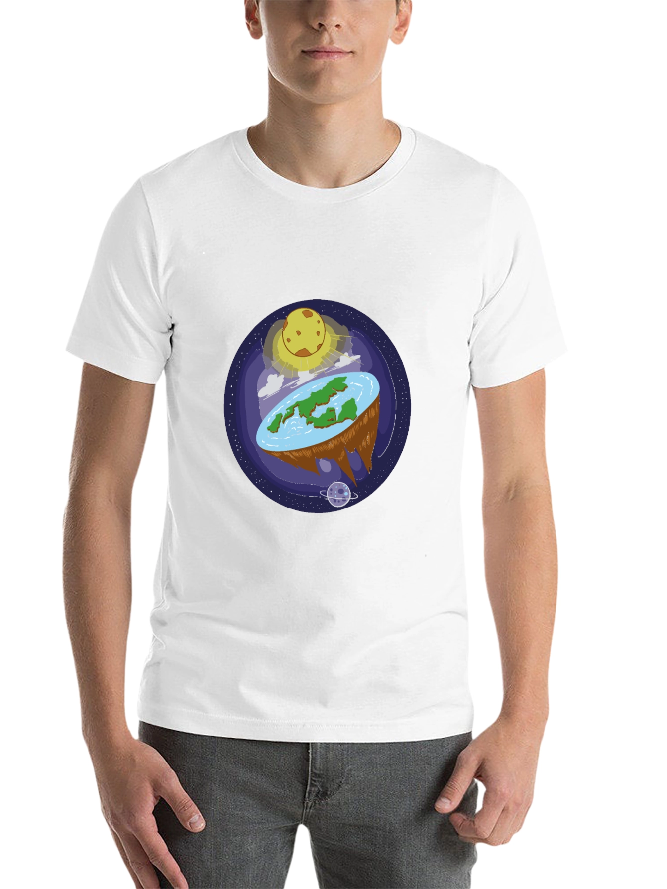 Black Flat Earth Graphic Tee - Black Cotton Shirt view 14