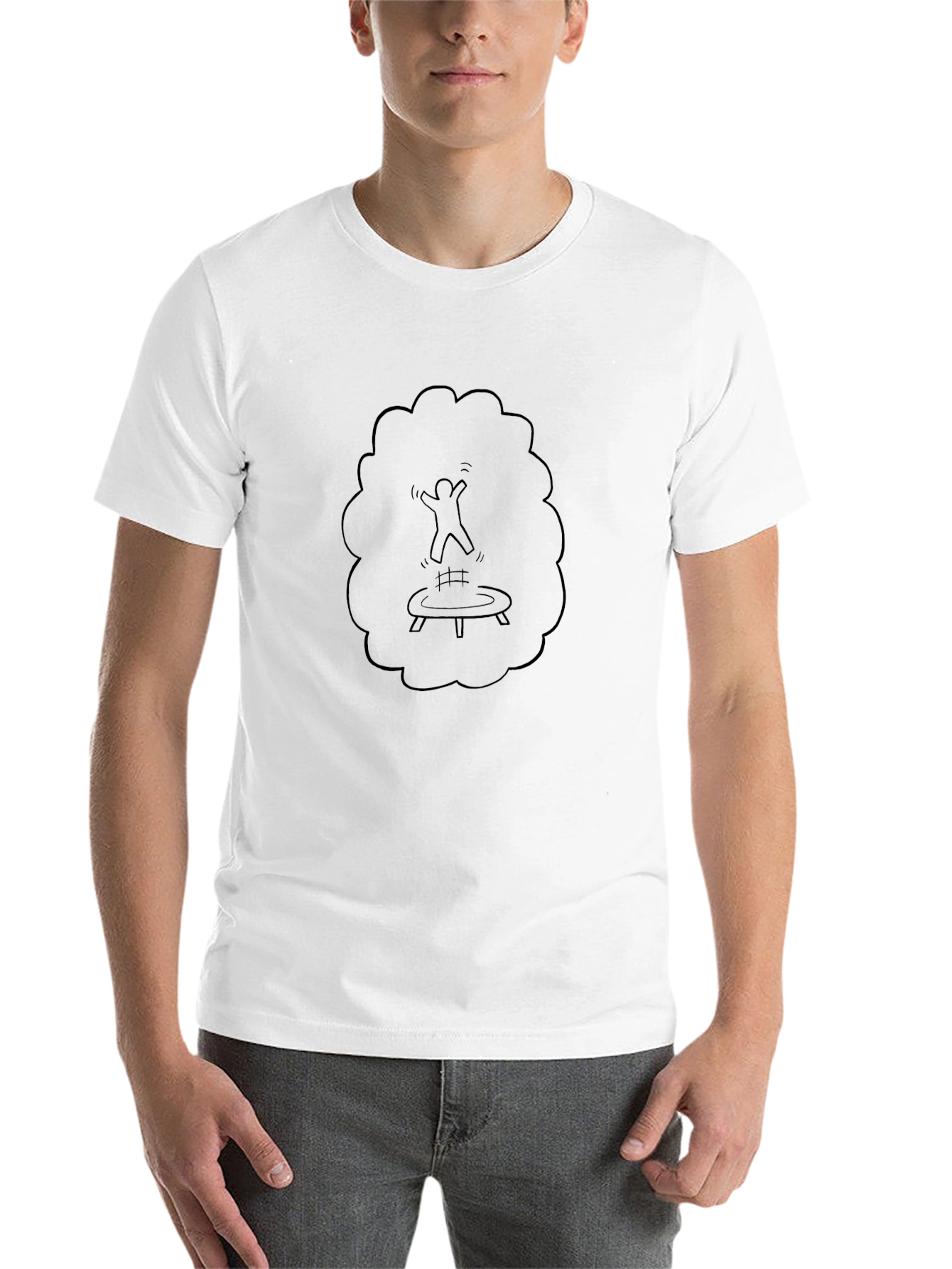 Black Man's Black T-Shirt with Trampoline Design view 14