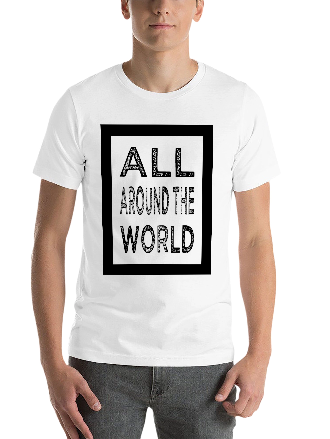 Black All Around the World Graphic Print Black T-Shirt view 14