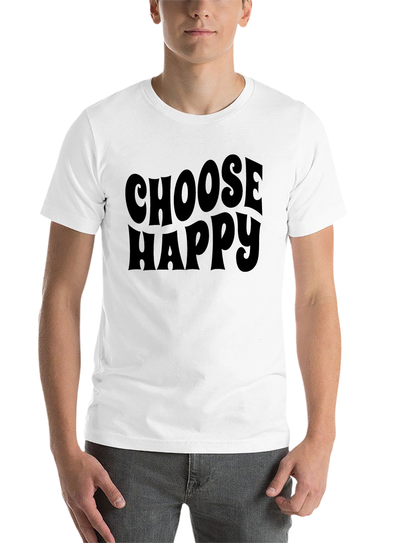 Black Choose Happy Graphic Tee - Retro Style view 14