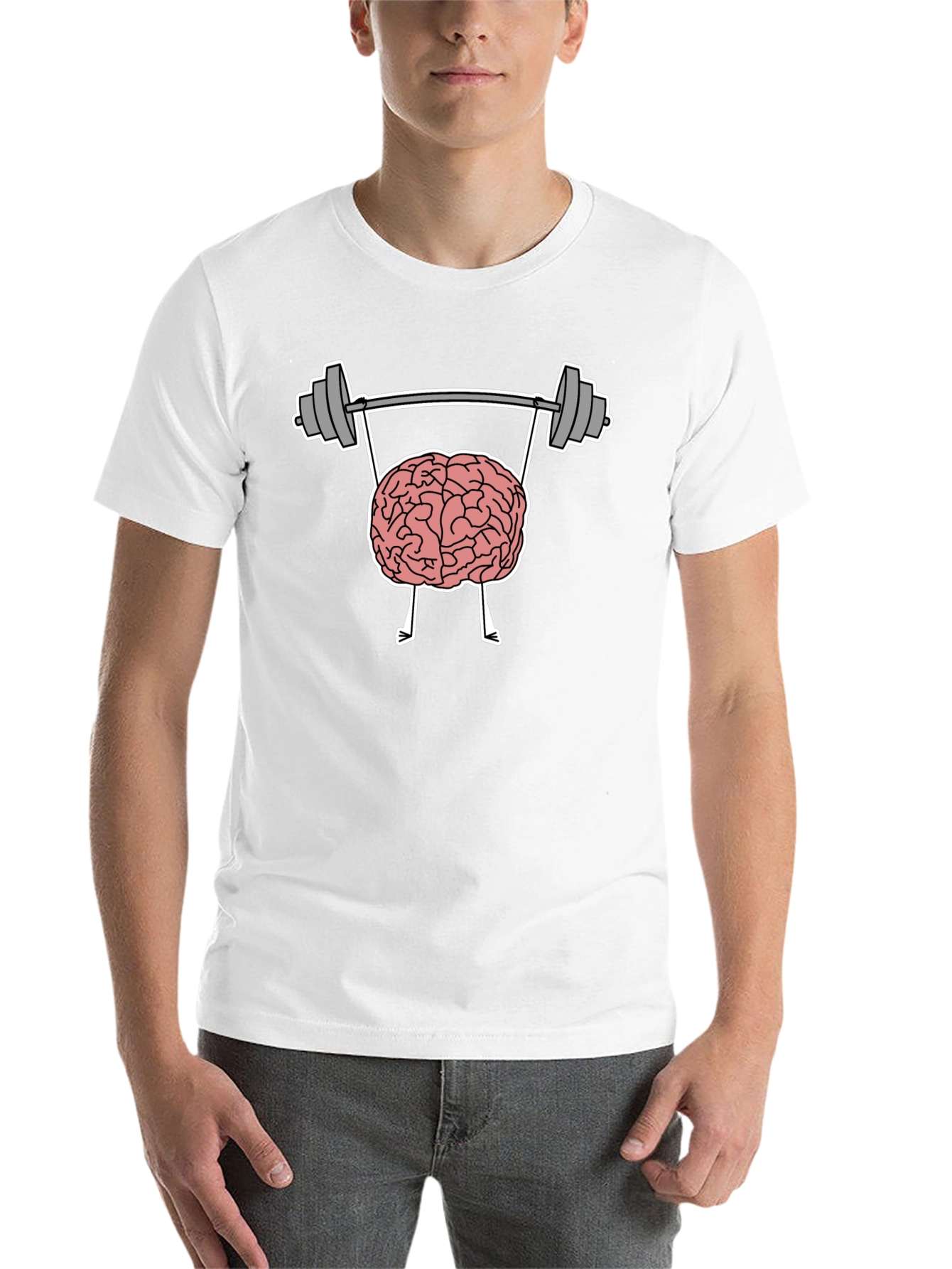 Black Brain Lifting Weights Graphic Tee - Black Cotton T-Shirt view 14