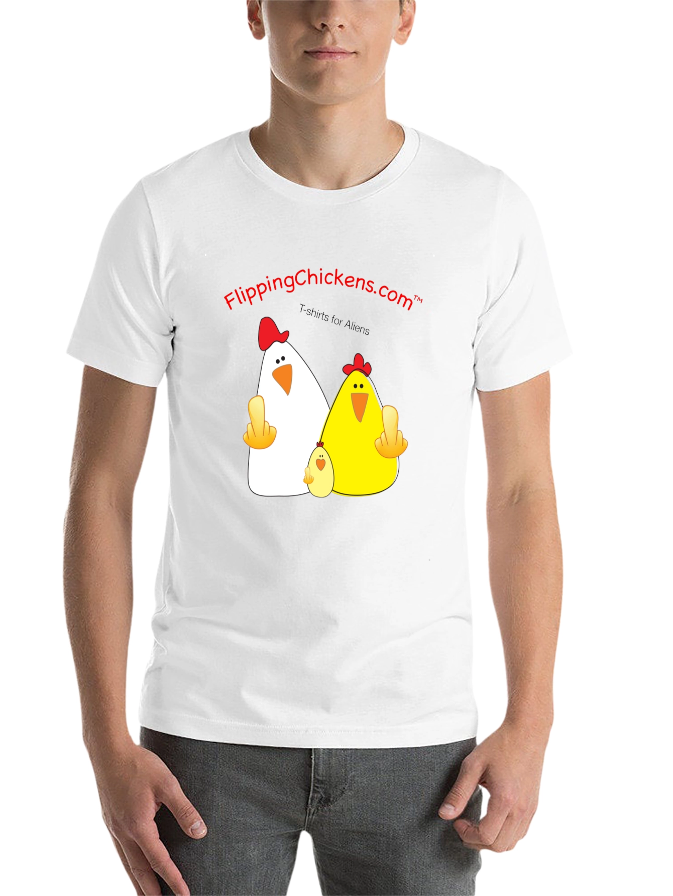 Black Flipping Chickens T-Shirt Funny Alien Design view 14