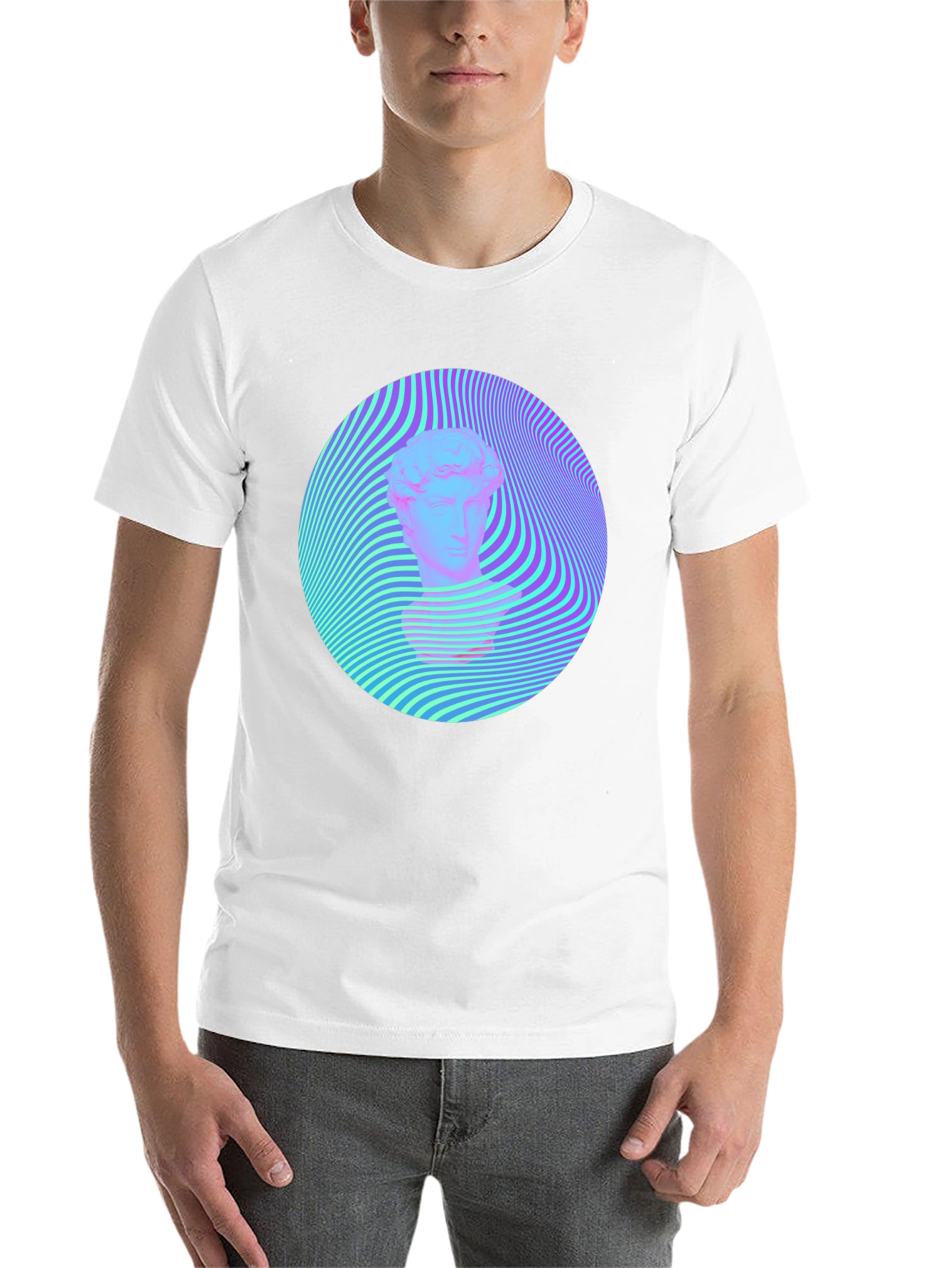 Black Vaporwave Statue Head Tee - Retro Aesthetic Shirt view 14