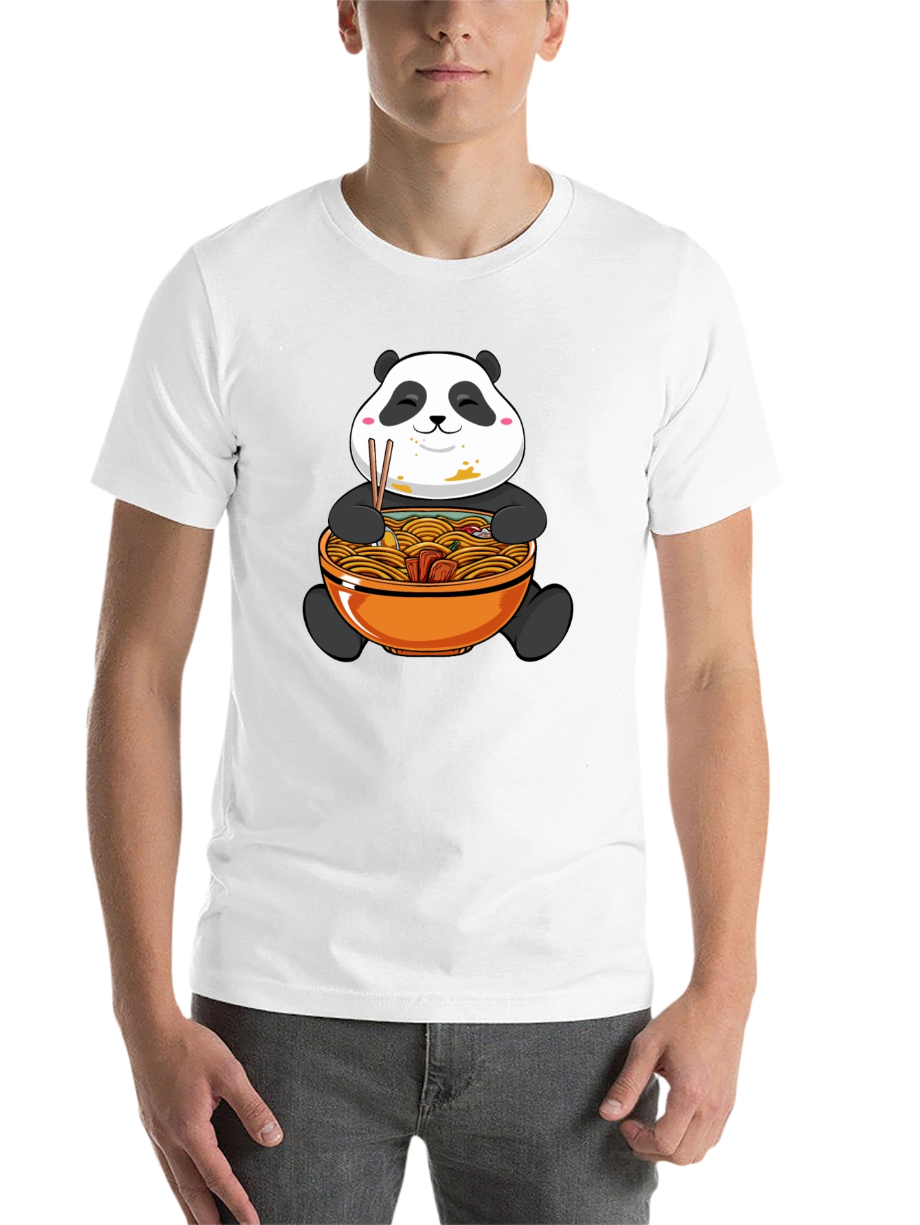 Black Panda Ramen Graphic Tee - Black Cotton Comfort view 14