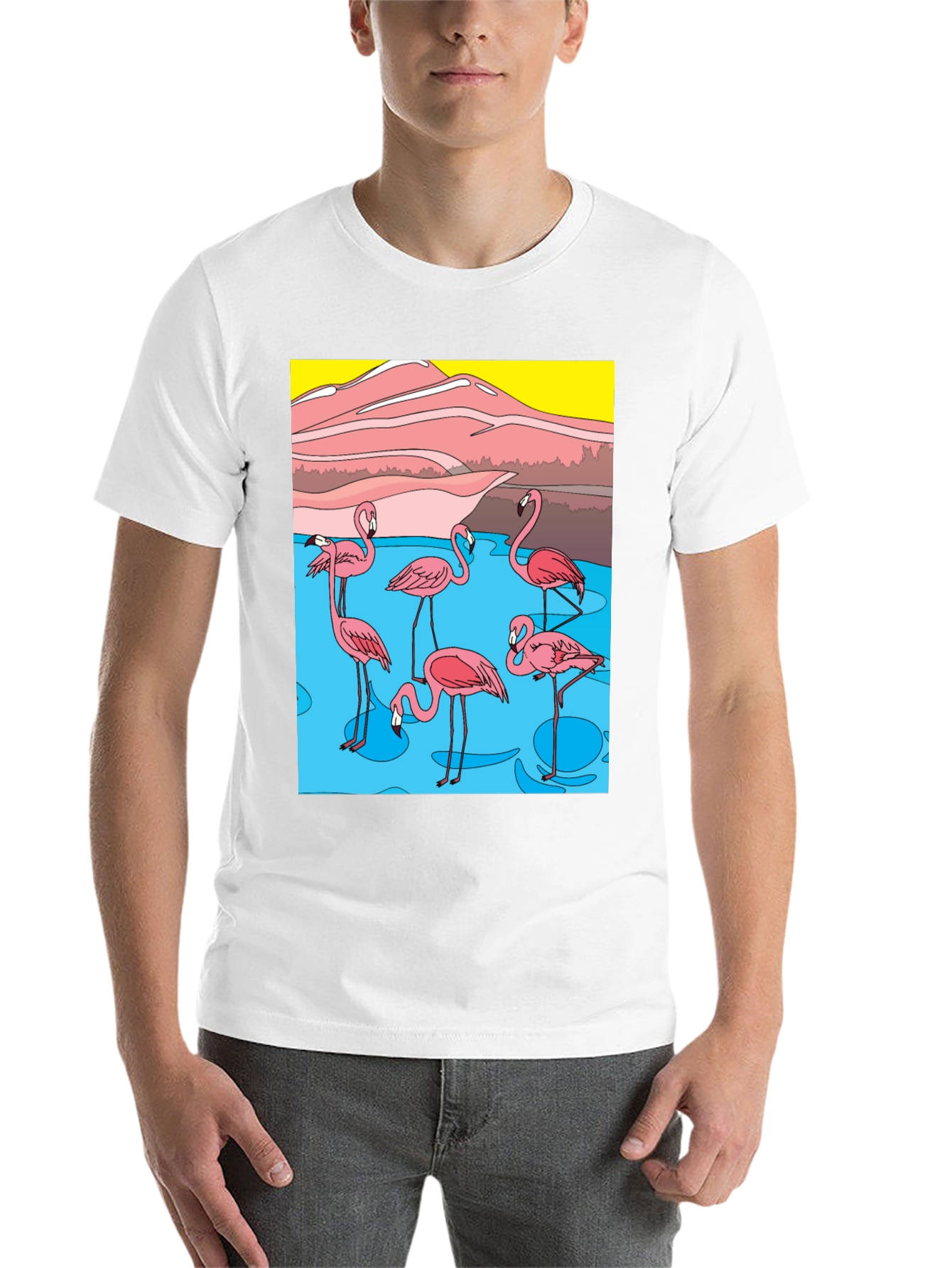 Funky Flamingo Graphic Tee - Soft Cotton Blend - 14