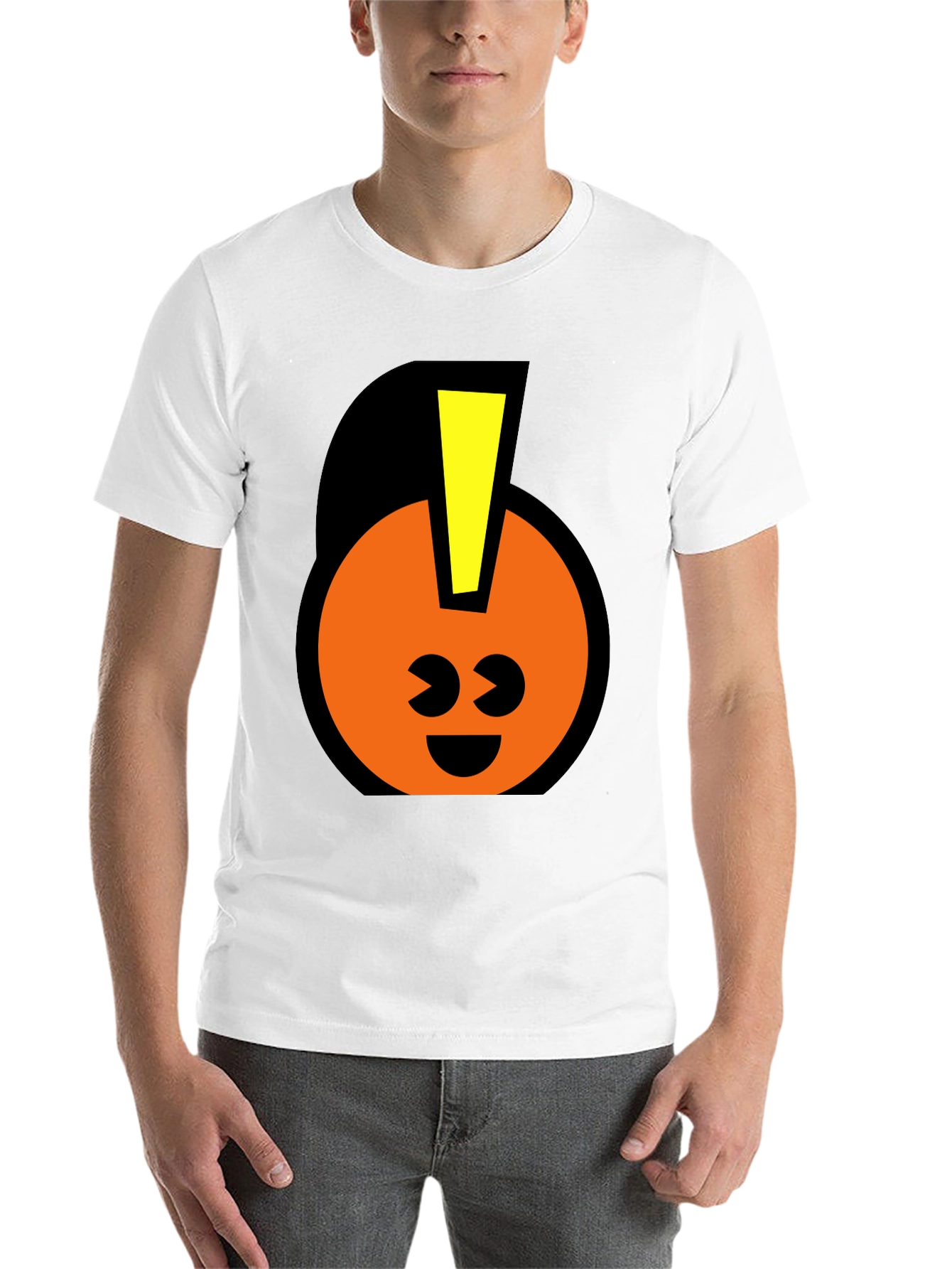 Black Fun Graphic T-Shirt - Smiley Face with Mohawk view 14