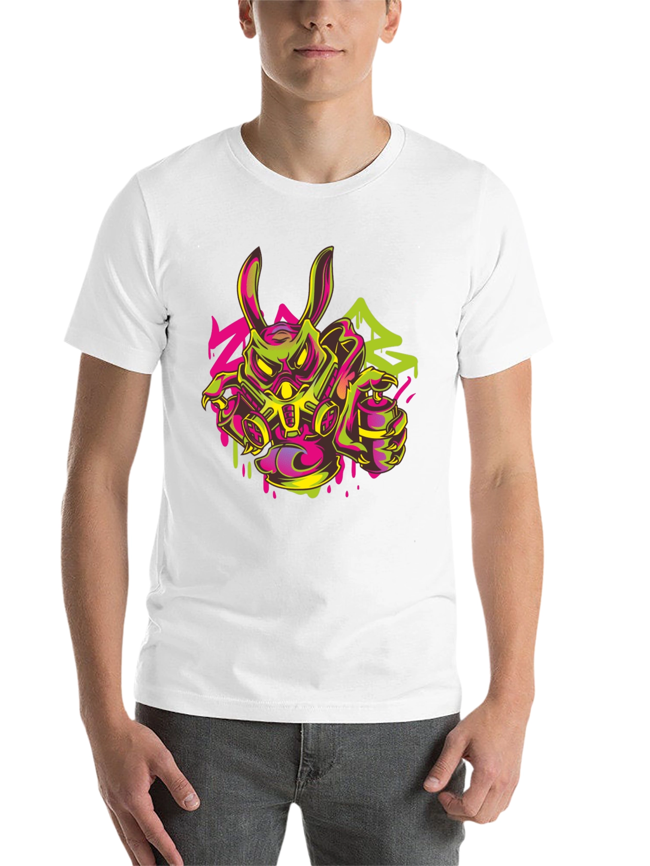 Black Cyberpunk Rabbit Graffiti T-Shirt view 14
