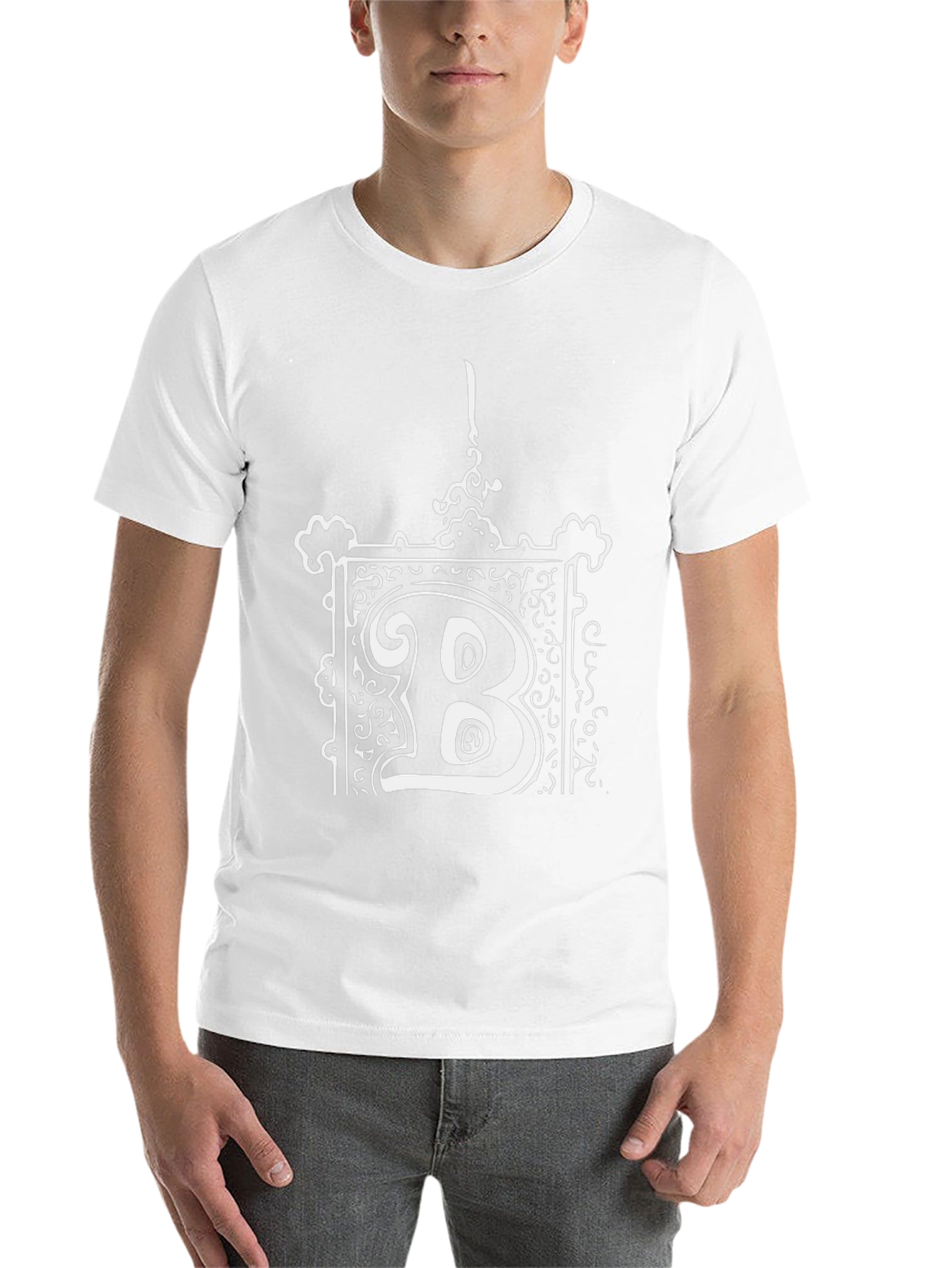 Ornate "B" Graphic Tee - Black Cotton Blend - 14