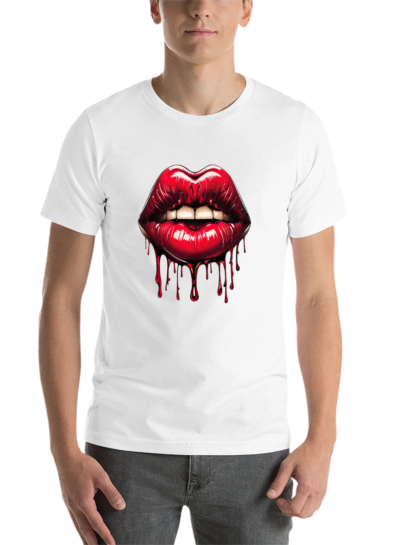 Black Bleeding Lips Graphic Tee - Bold Fashion view 14