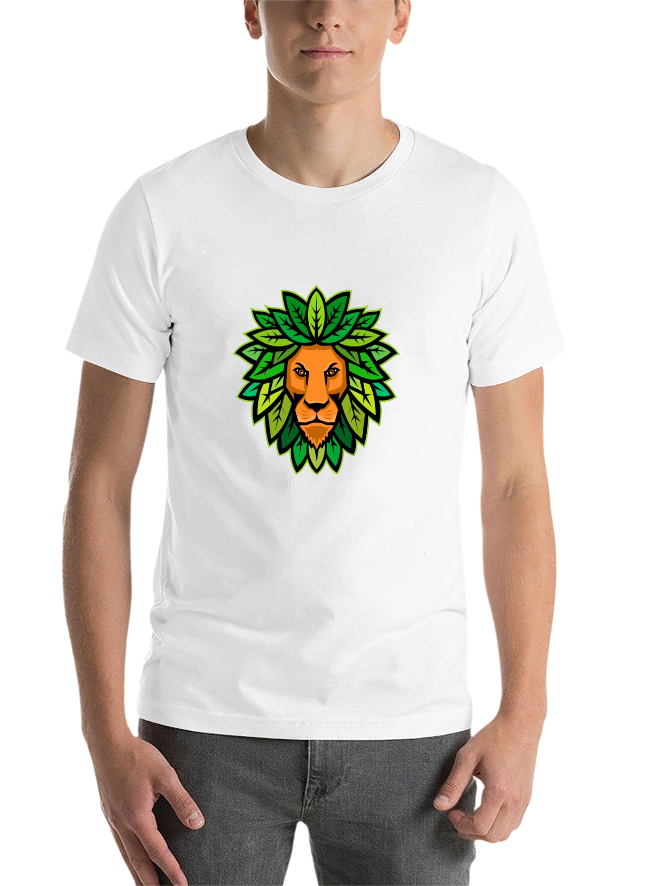 Black Lion King of the Leaves Graphic Tee - Black Cotton T-Shirt view 14
