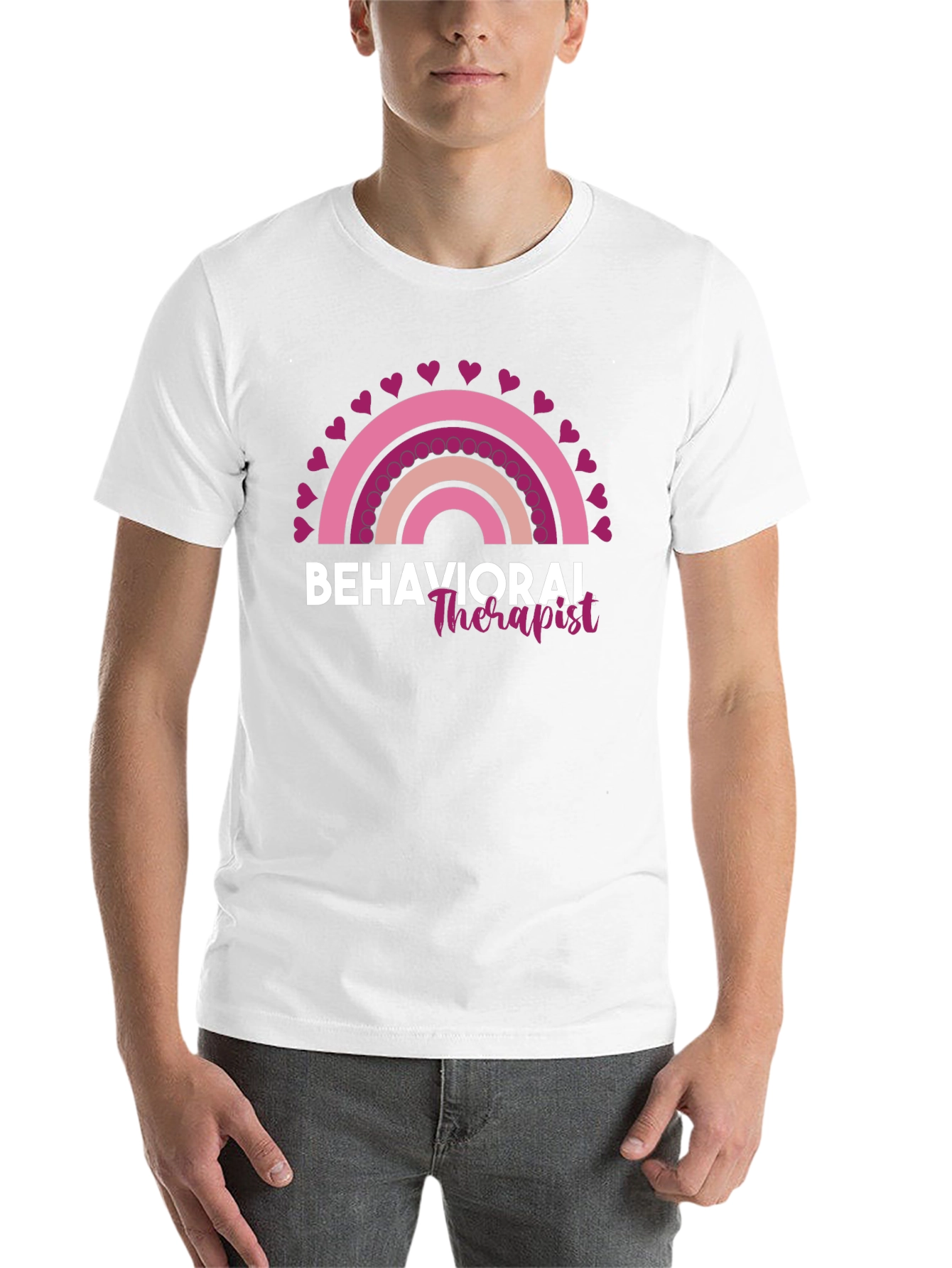 Black Behavioral Therapist Rainbow Heart T-Shirt view 14