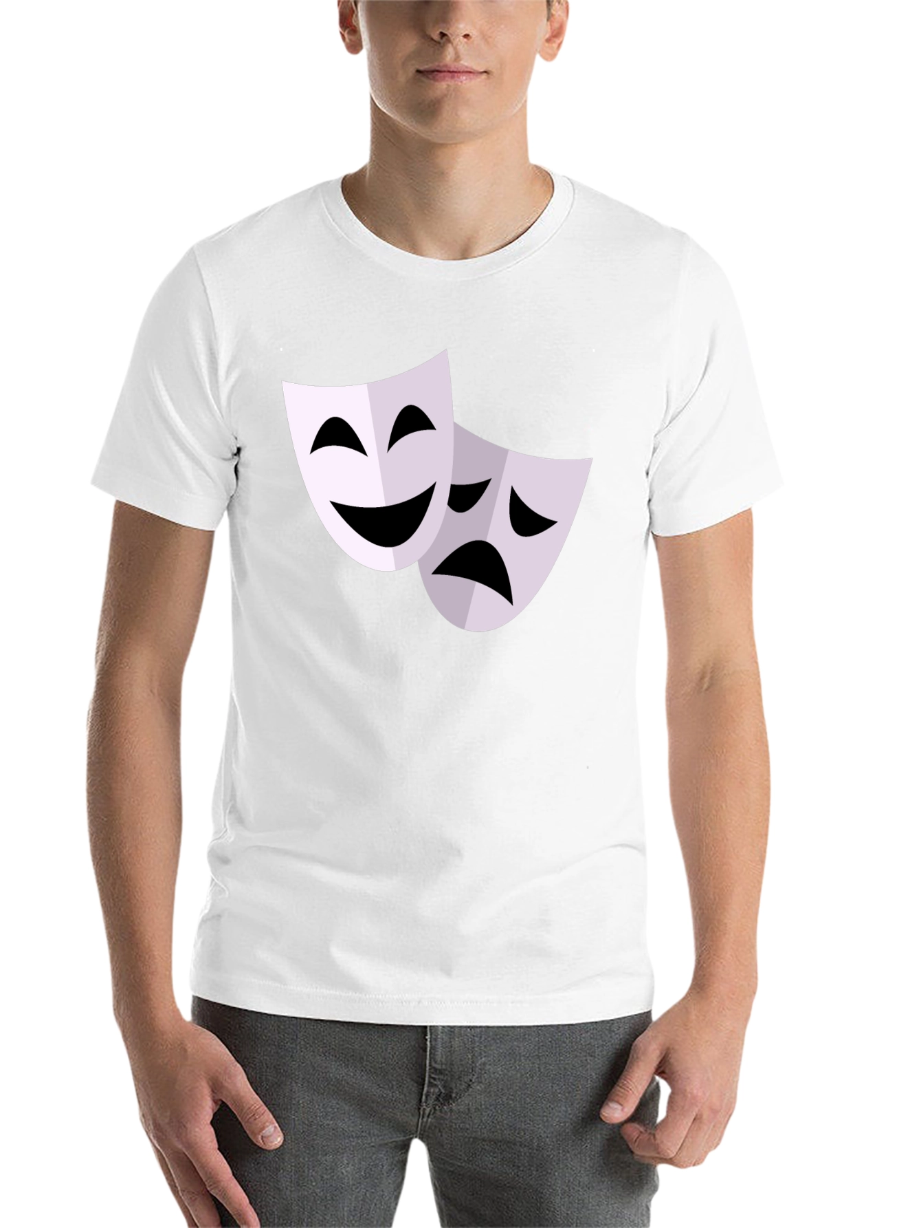 Black Comedy Tragedy Mask Graphic T-Shirt - Black view 14