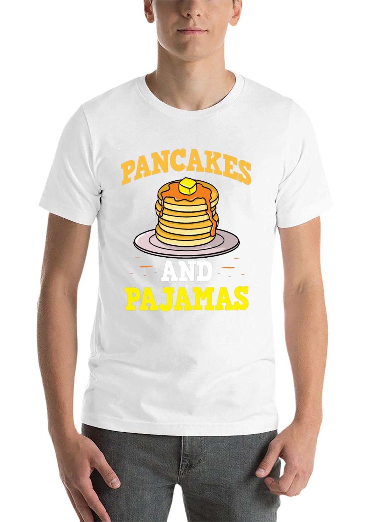 Black Pancakes & Pajamas Graphic Tee - Funny Breakfast Shirt view 14