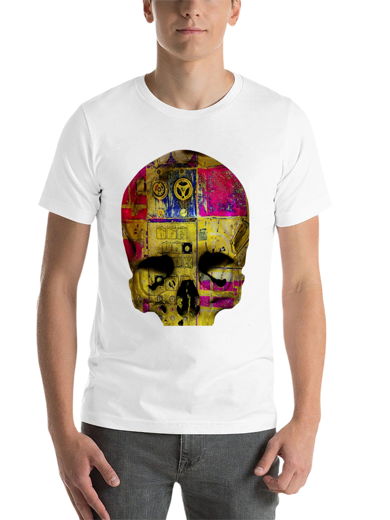 Black Skull Graphic Print Men's T-Shirt view 14