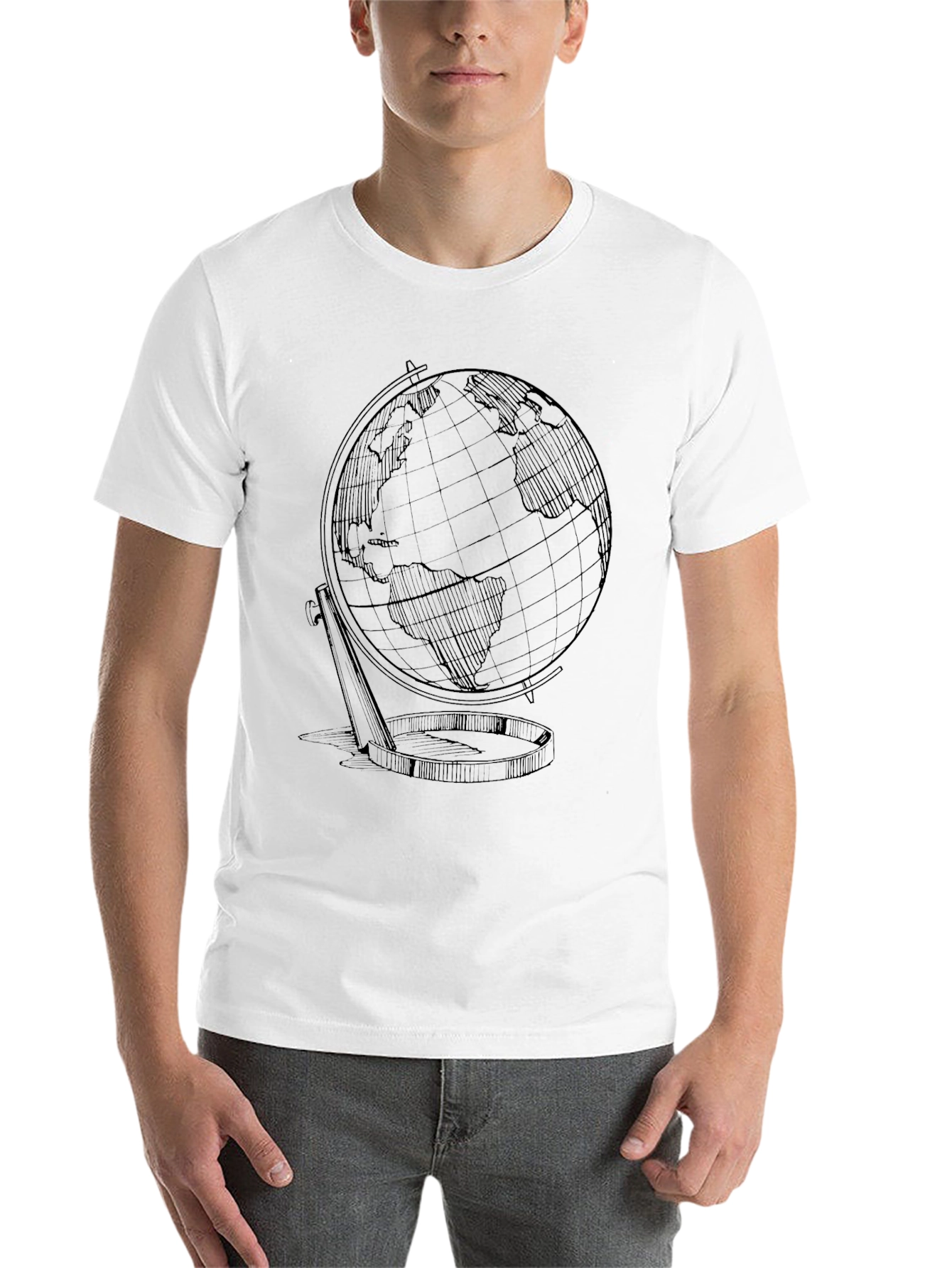 Black Globe Sketch Graphic T-Shirt - Classic Earth Design view 14