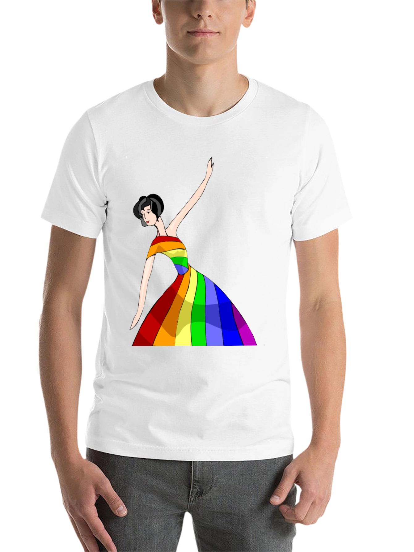 Black Rainbow Dress Woman Graphic Tee - Unisex view 14