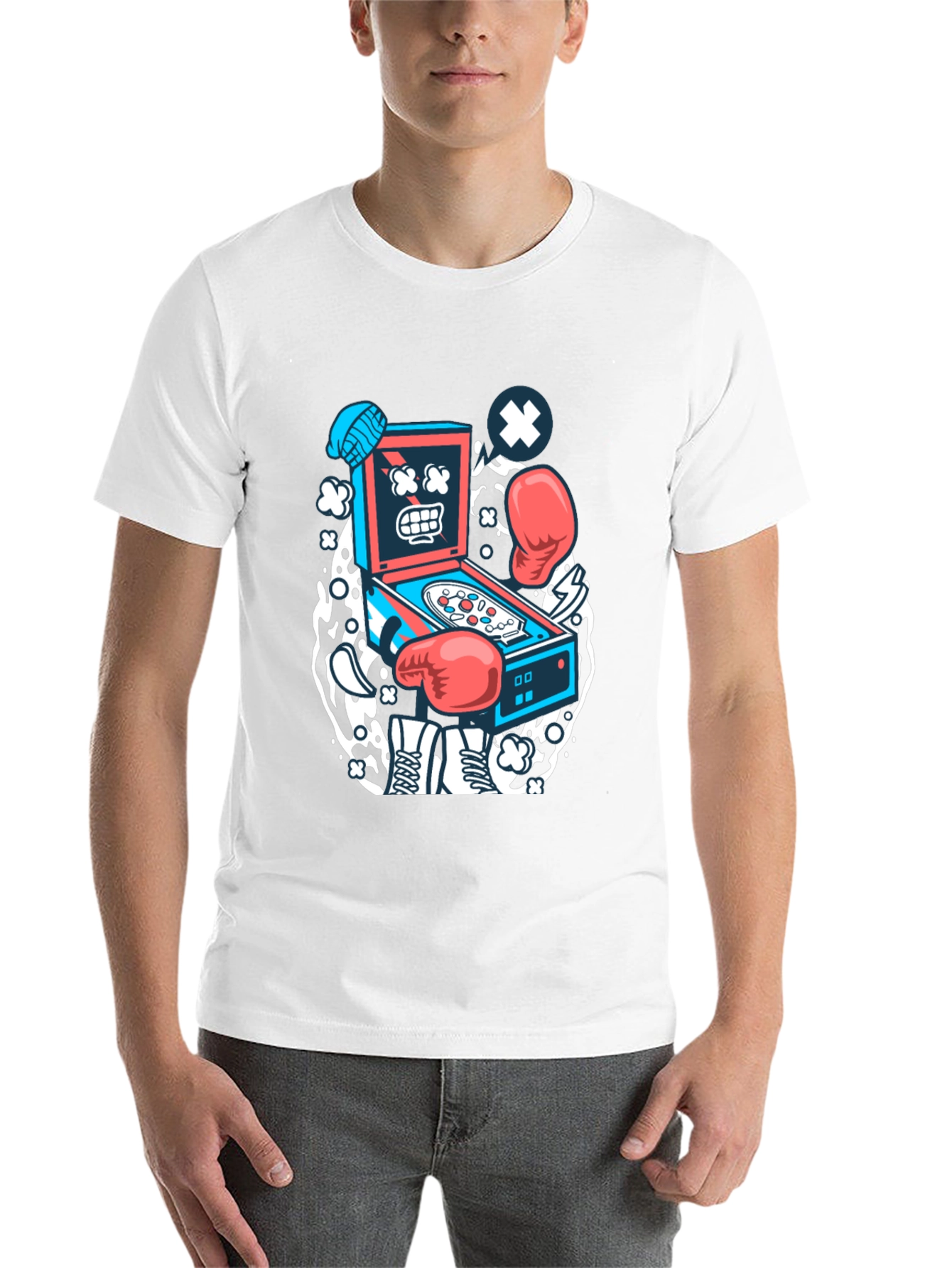 Black Cartoon Pinball T-Shirt - Novelty Graphic Tee view 14